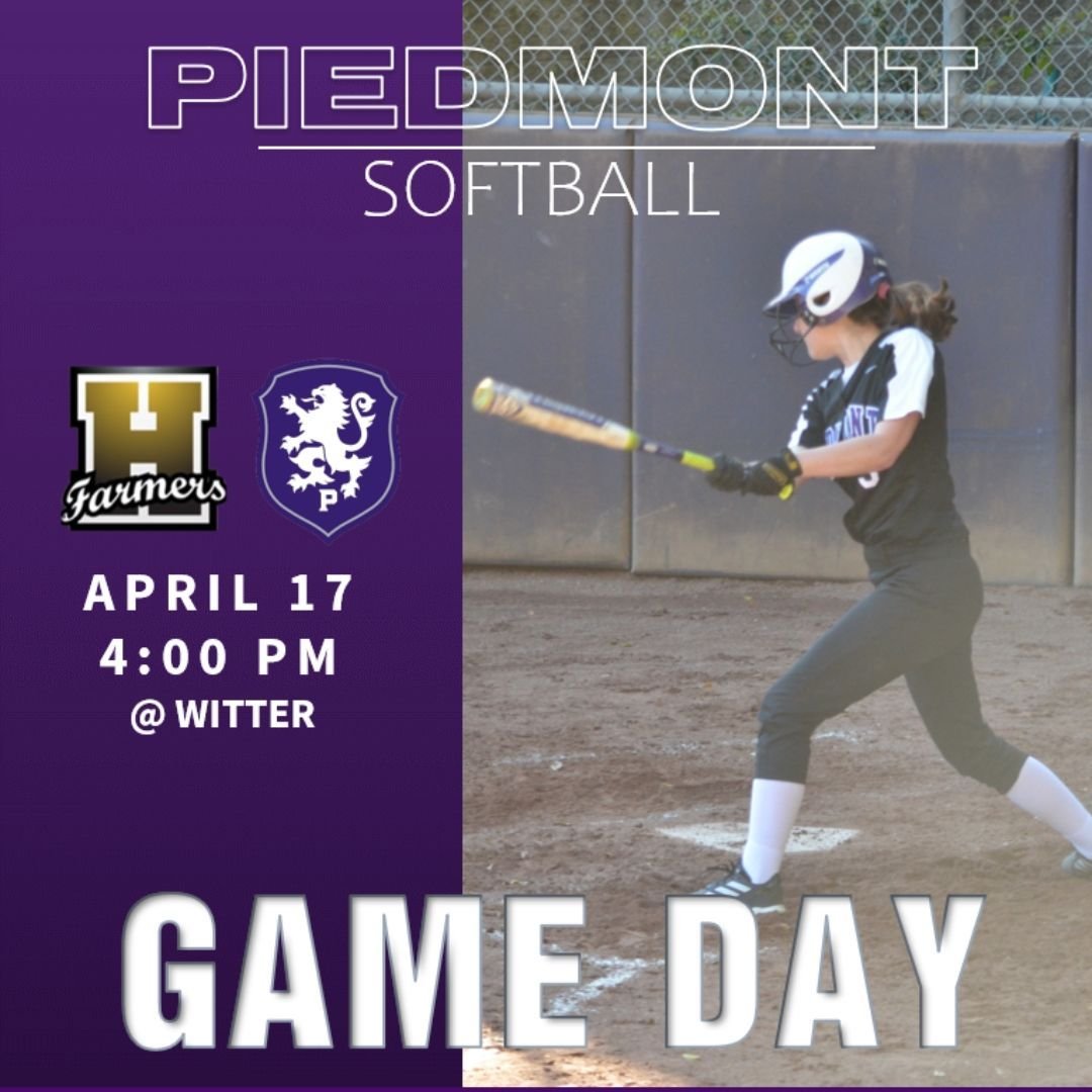 🔥Game Day Alert🔥 Piedmont Softball 🥎 team hosts Hayward on Wednesday 4/17 at 4:00 pm.

#Piedmont #GoHighlanders #softball #wacc #piedmontathletics

@Piedmonthigh
@purple.pit
@phsvarsitysoftball