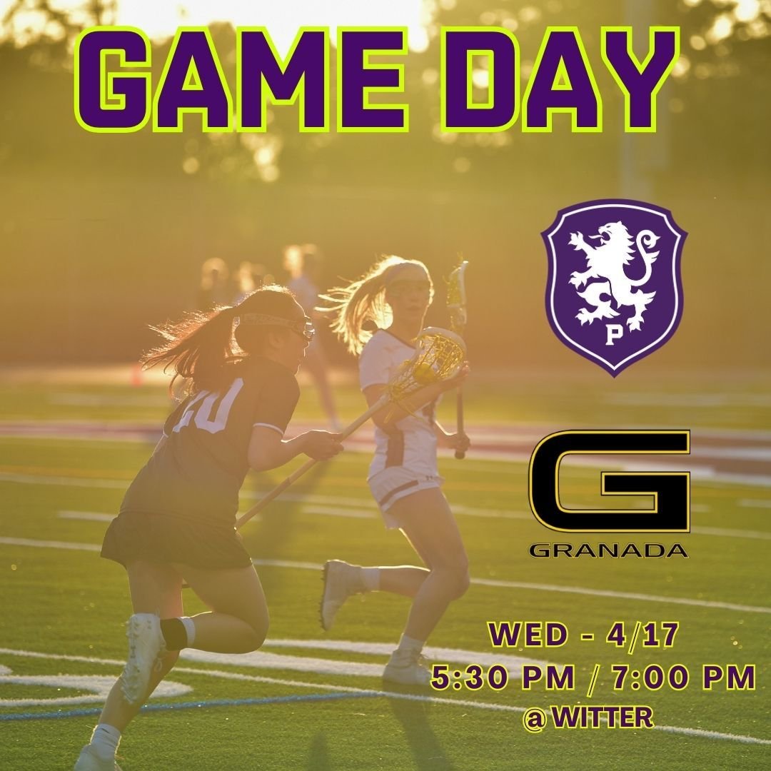 🔥Game Day Alert🔥 Piedmont Girls Lacrosse 🥍 hosts Granada on Wednesday - 4/17 at 7:00 pm at Witter.

Bring your purple and pack the stands to cheer on your Highlanders!

🥍 JV at 5:30 PM
🥍 VAR at 7:00 PM

#glax #GoHighlanders #lax #wacc #piedmonta