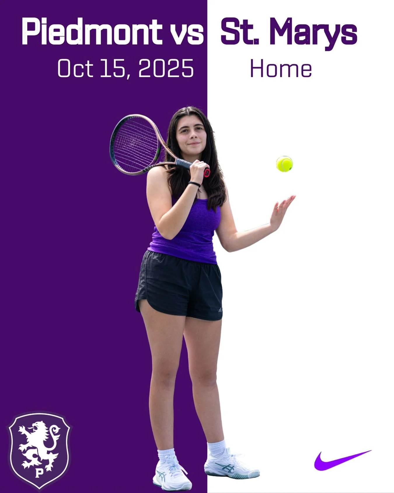 Piedmont Varsity Girls Tennis host St. Mary&rsquo;s at Corey Reich Tennis Center starting at 3:30pm #gohighlanders #piedmont #hssports