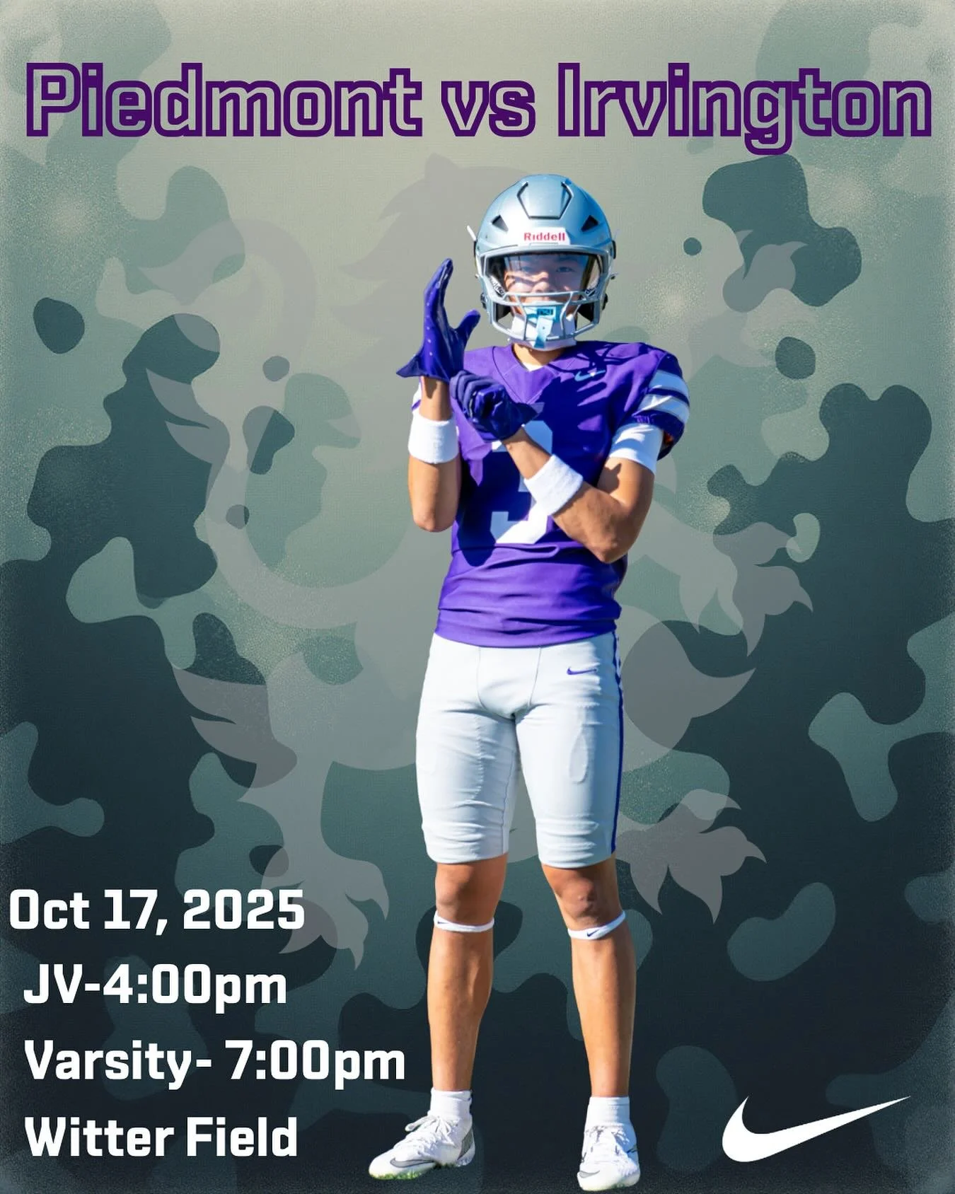 Piedmont vs Irvington!! Student Section=Camo Night #gohighlanders #piedmont #hssports #thisishsfootball #protectthep