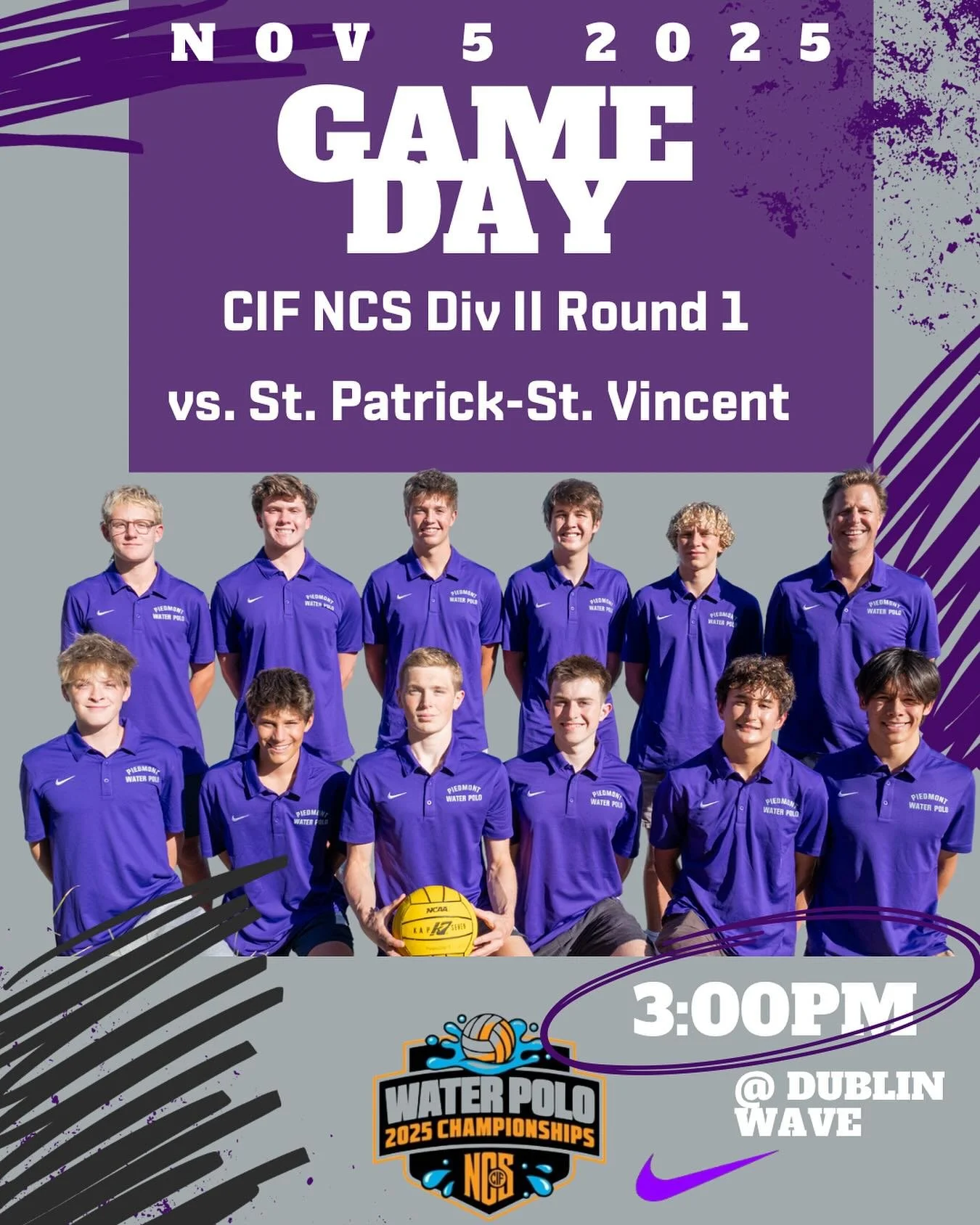 Boys Water Polo starts their quest for the NCS Championship vs St Patrick-St Vincent this afternoon. #gohighlanders #piedmont #hssports #waterpolo