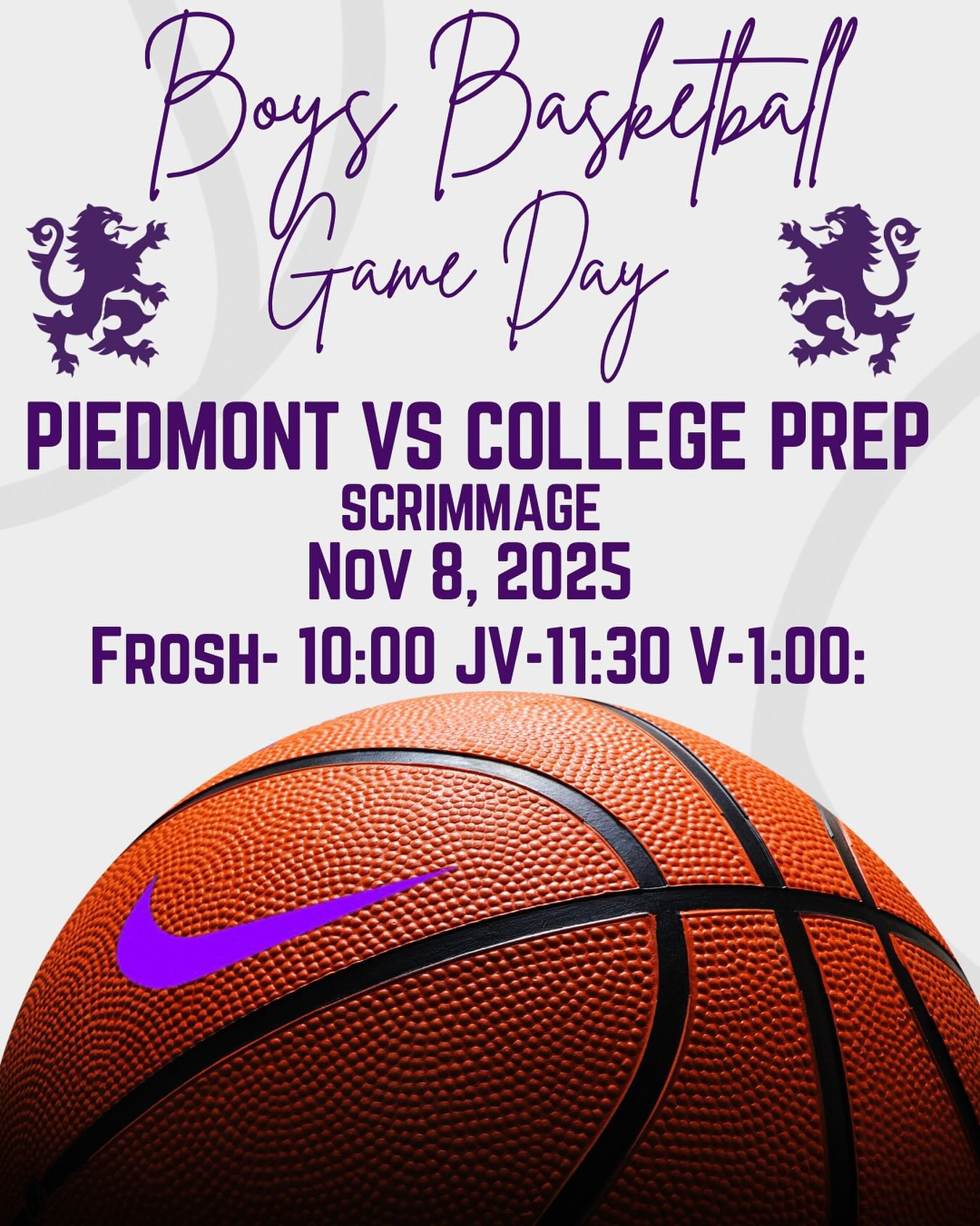 Boys Basketball scrimmage today vs College Prep #gohighlanders #piedmont #hssports