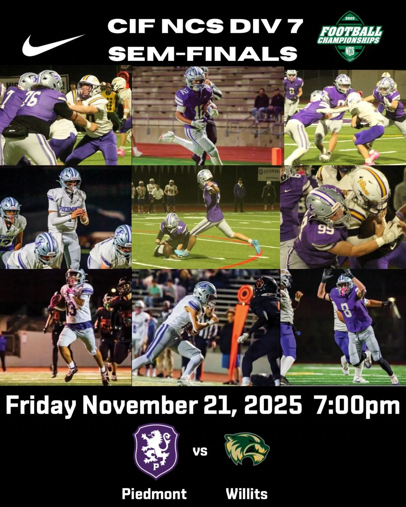 CIF NCS Div 7 Semi-Finals tonight Home at 7pm vs Willits HS. #gohighlanders #piedmont #playoffs #thisishsfootball #hssports