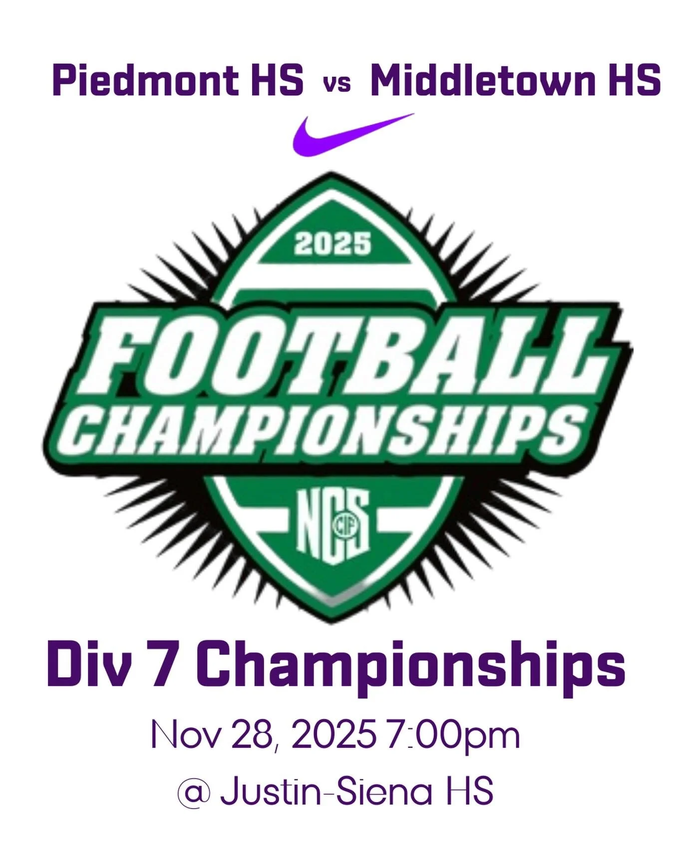 Who&rsquo;s ready for some championship football? Your Highlanders travel to Justin-Siena HS this coming Friday to take on Middletown HS for the NCS D.7 Title. #gohighlanders #piedmont #thisishsfootball #playoffs #football