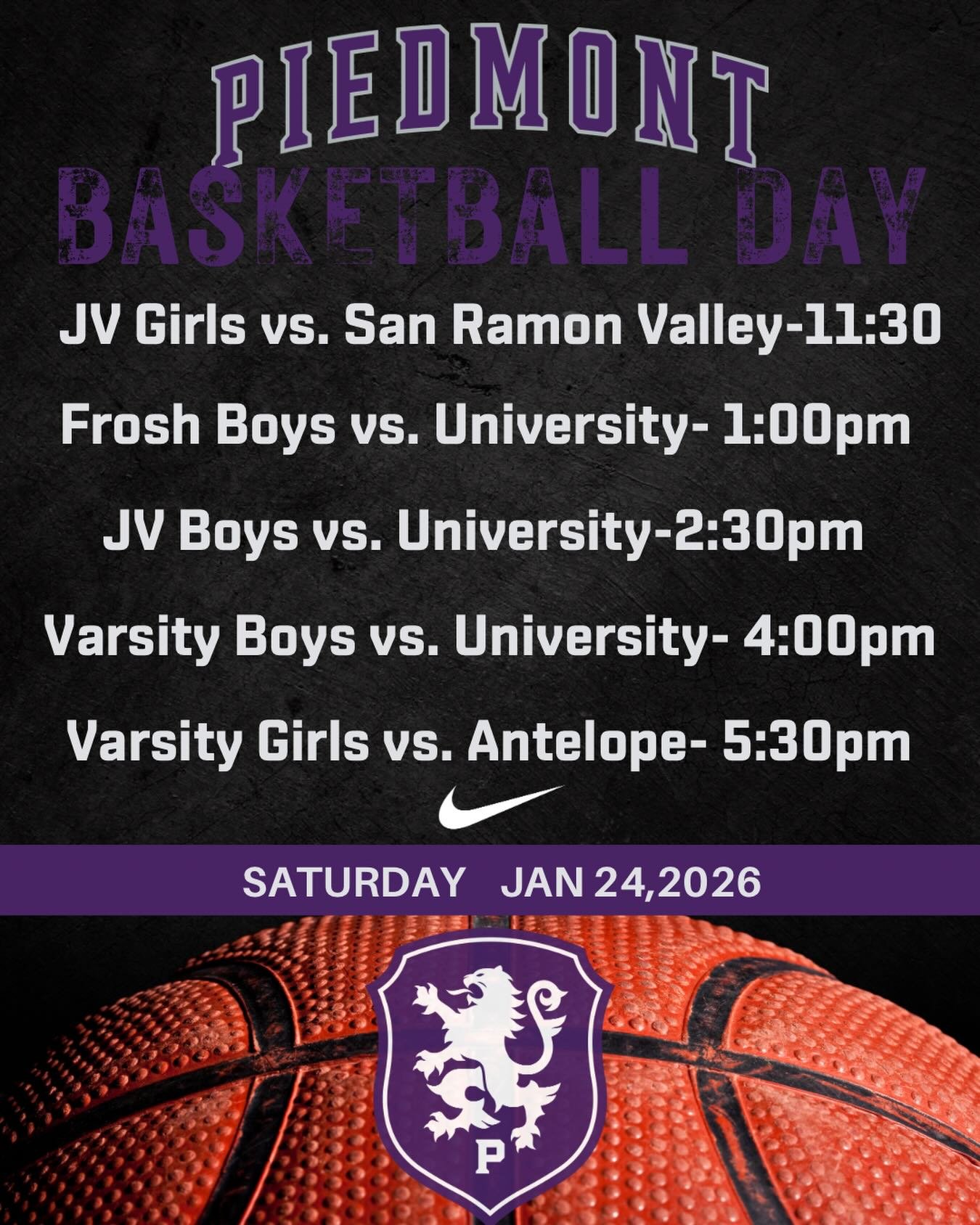 Mark Your Calendars Jan 24, 2026 is packed full of Piedmont Basketball. Come out and support your Highlanders for a Saturday of Highlander Hoops #gohighlanders #piedmont #basketball #hssports
