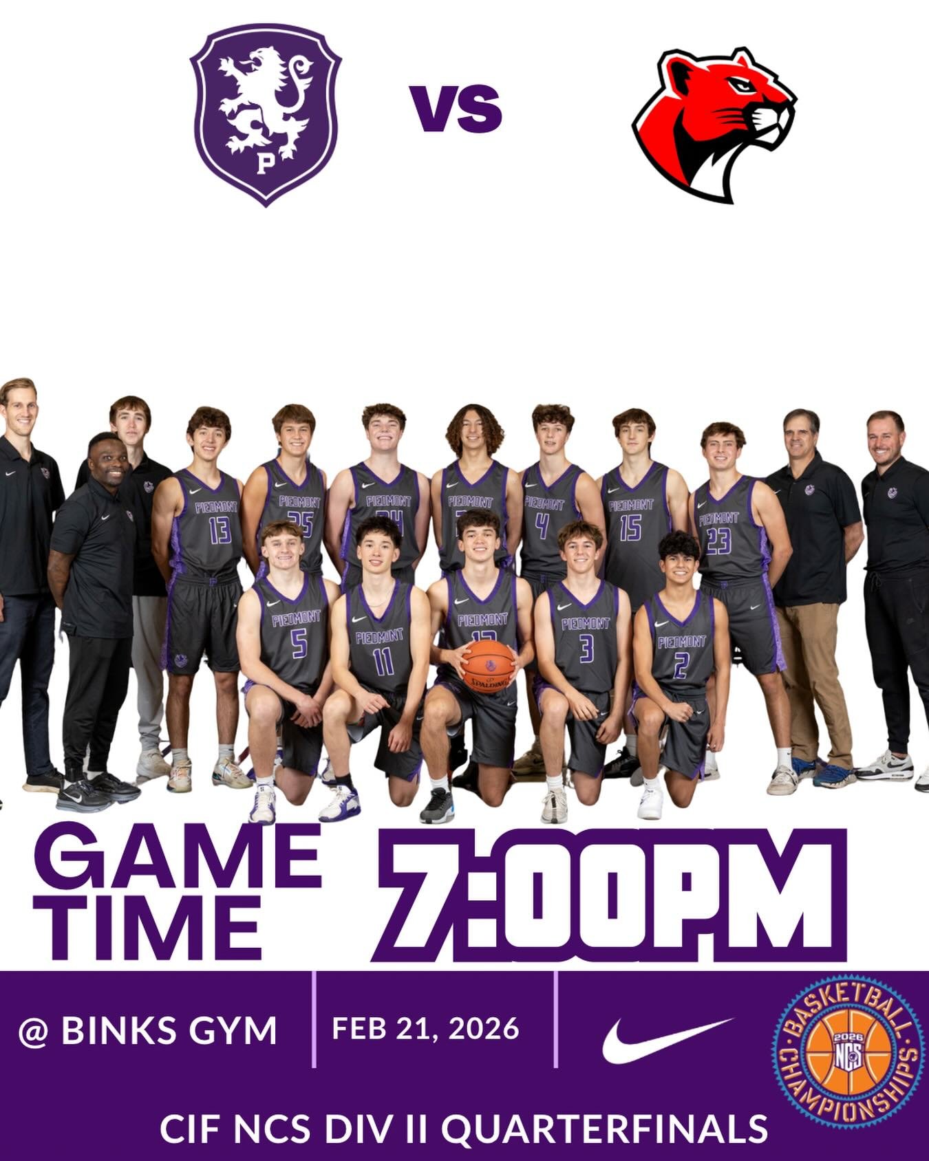 Let&rsquo;s pack Binks tonight as your Highlanders take on Albany in the quarterfinals of the NCS Div II playoffs. #gohighlanders #piedmont #hssports