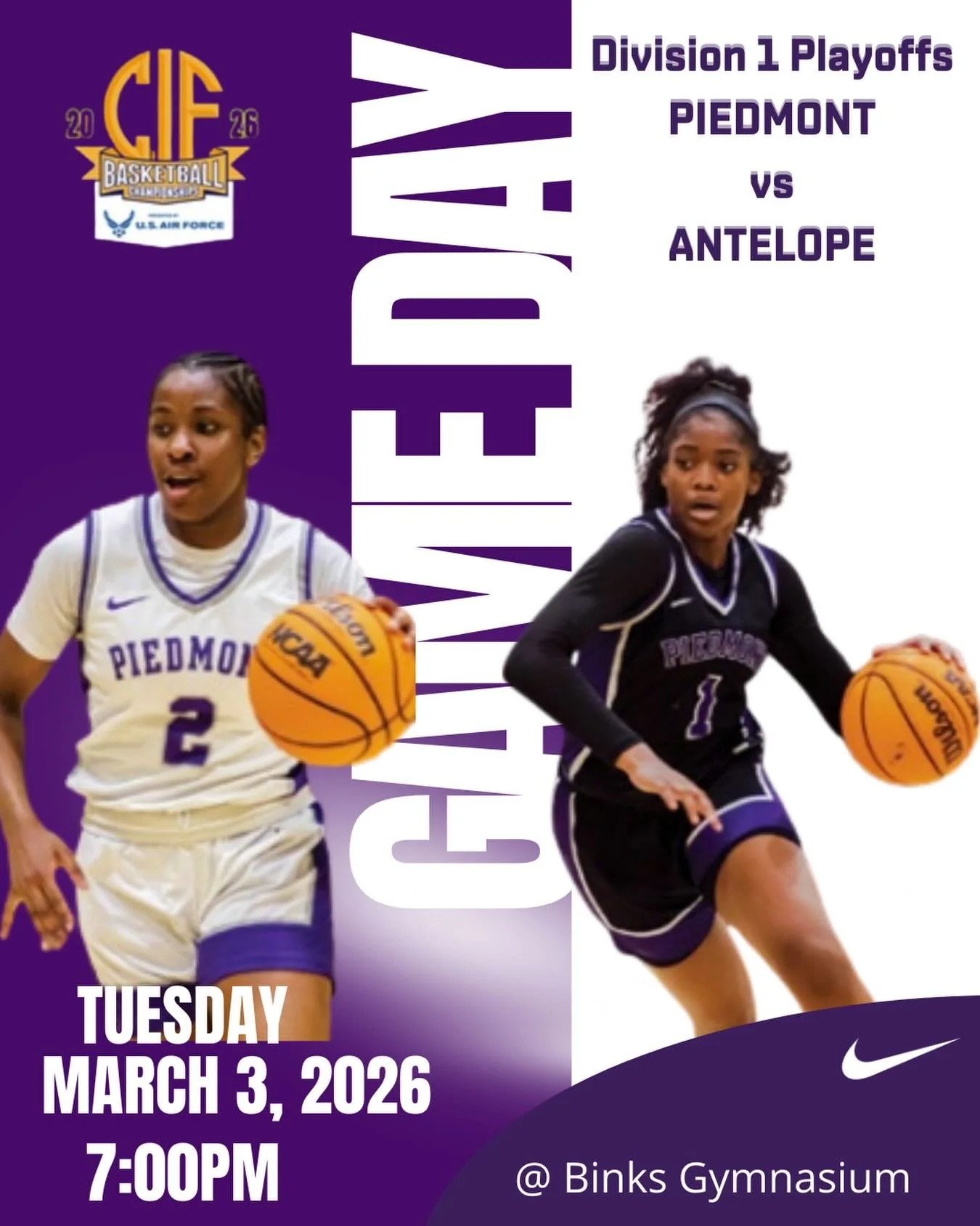 Piedmont vs Antelope today night at HOME in the opening round of the CIF Division 1 State Playoffs. Let&rsquo;s pack the house! #gohighlanders #piedmont #hssports #statetournament