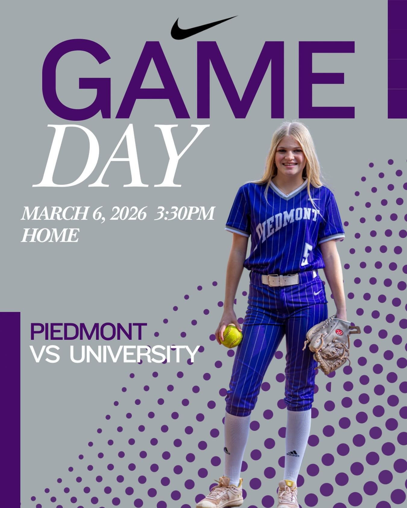 Softball home vs University at 3:30pm. #gohighlanders #piedmont #hssports