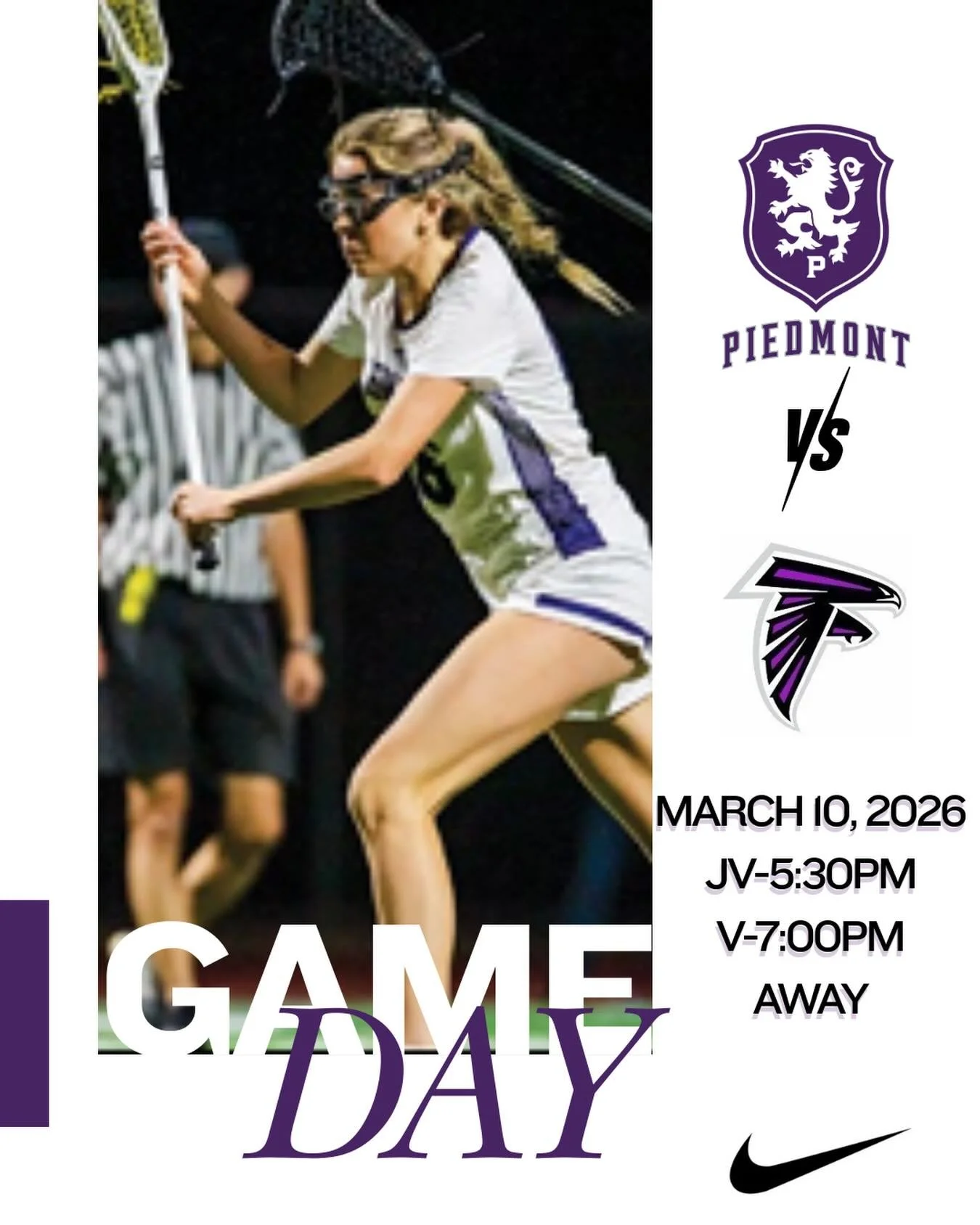 Girls Lacrosse on the road at College Park JV-5:30 and V-7:00pm. #gohighlanders #piedmont #hssports