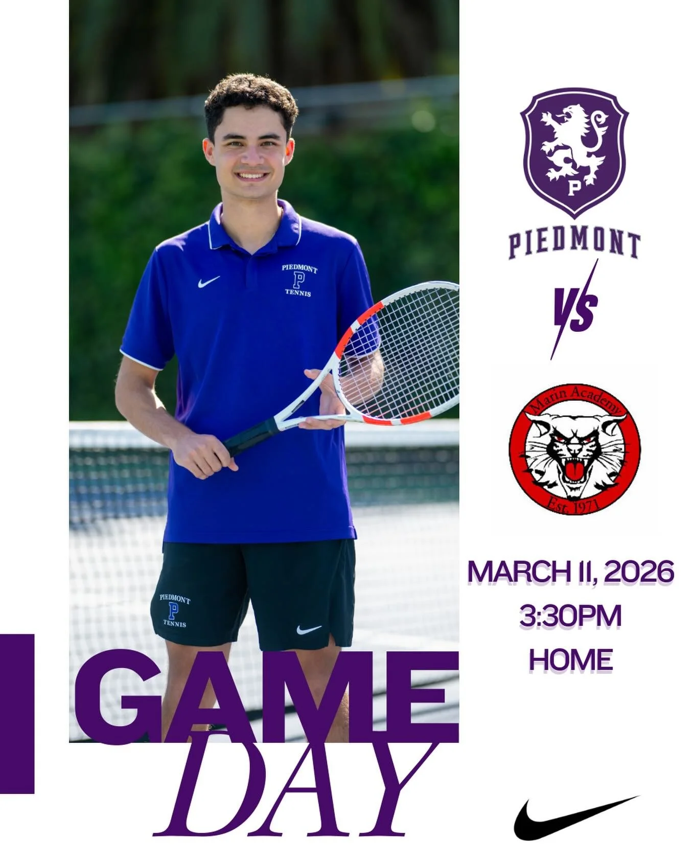Boys Tennis hosts Marin Academy at home this afternoon. #gohighlanders #piedmont #hssports