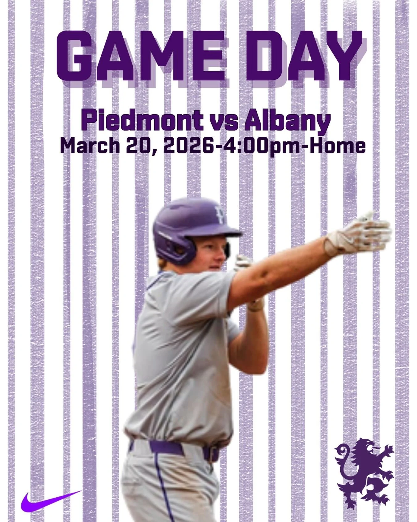 You Piedmont Baseball team takes on Albany this afternoon at home. Come start your weekend with Highlanders #gohighlanders #piedmont #hssports