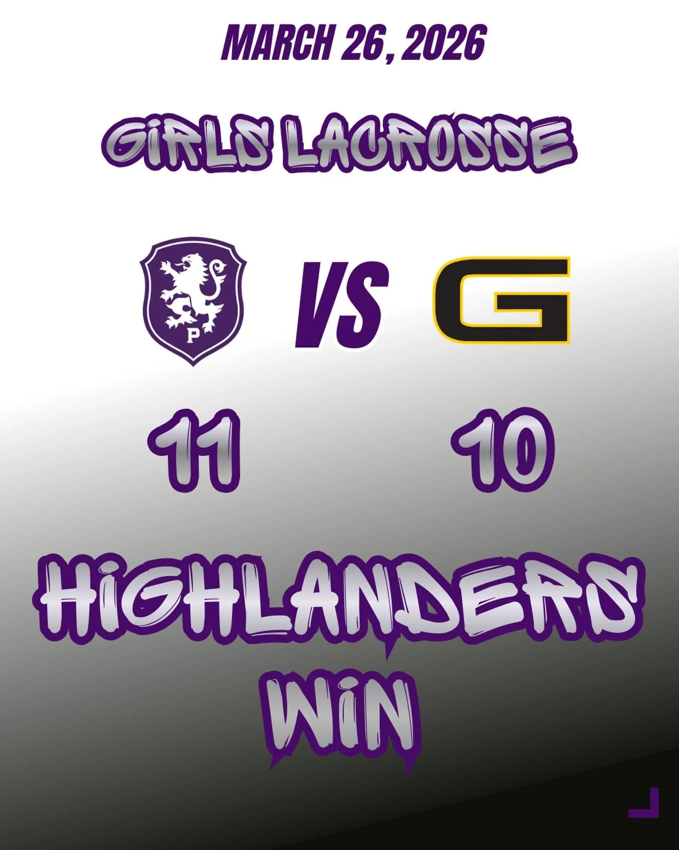 Girls Lacrosse beats Granada 11-10 #gohighlanders