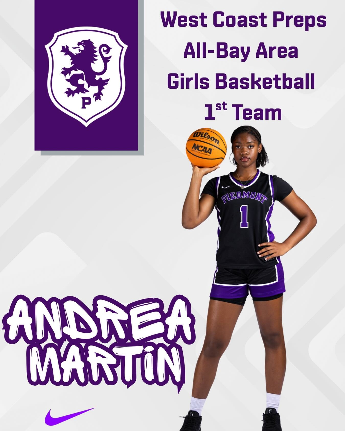 Congratulations Andrea Martin on being names to the West Coast Preps All-Bay Area Girls Basketball 1st Team! #gohighlanders #piedmont #1stteam #classof2028