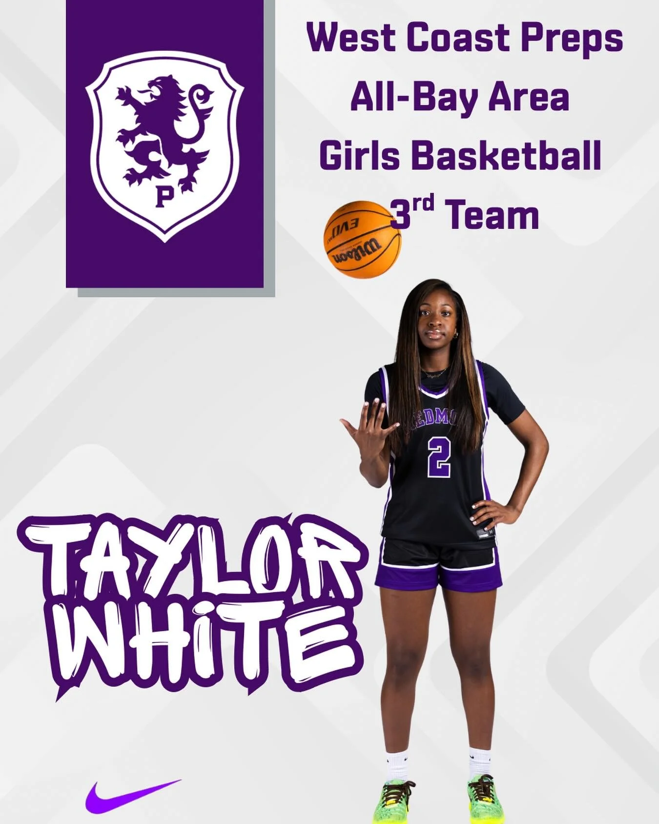 Congratulations to Piedmont Junior Taylor White on being selected to the West Coast Preps All Bay Area Girls Basketball 3rd Team! #gohighlanders #piedmont #hssports #basketball #classof2027