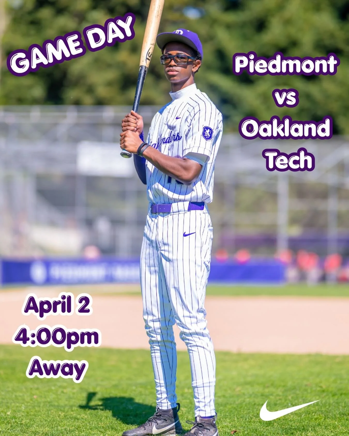 Piedmont vs Oakland Tech JV-Home-4:00 and Varsity-Away-4:00pm #gohighlanders #piedmont #hssports #baseball