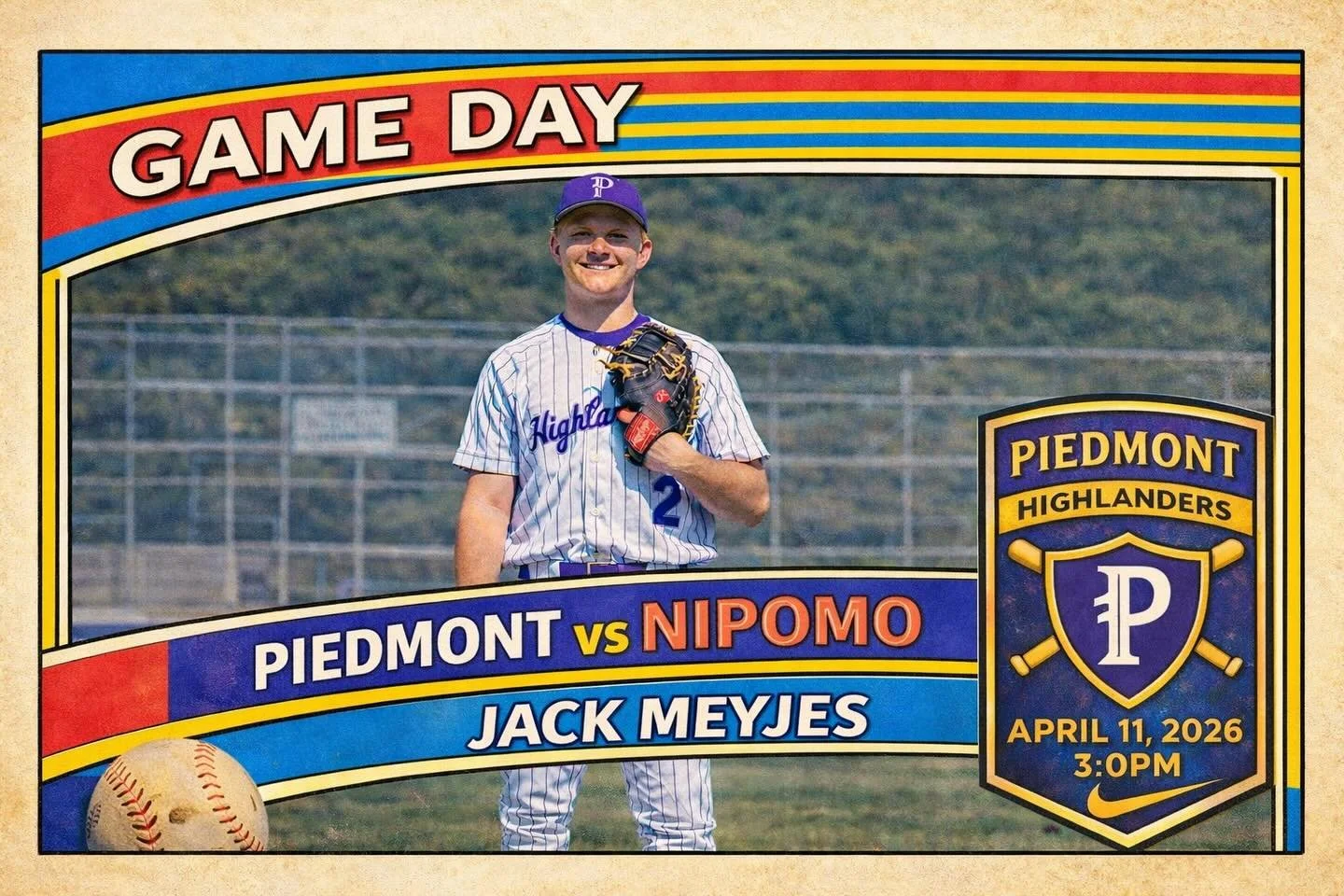 Piedmont vs Nipomo in day 4 of the Central Coast Classic #gohighlanders #piedmont #hssports #baseball
