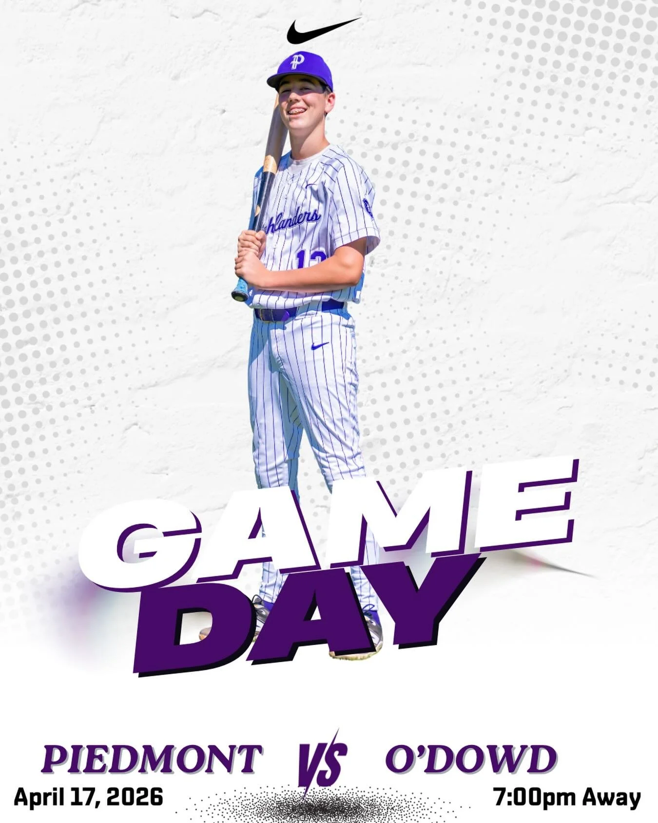 Piedmont at O&rsquo;Dowd tonight at 7pm #gohighlanders #piedmont #hssports #baseball