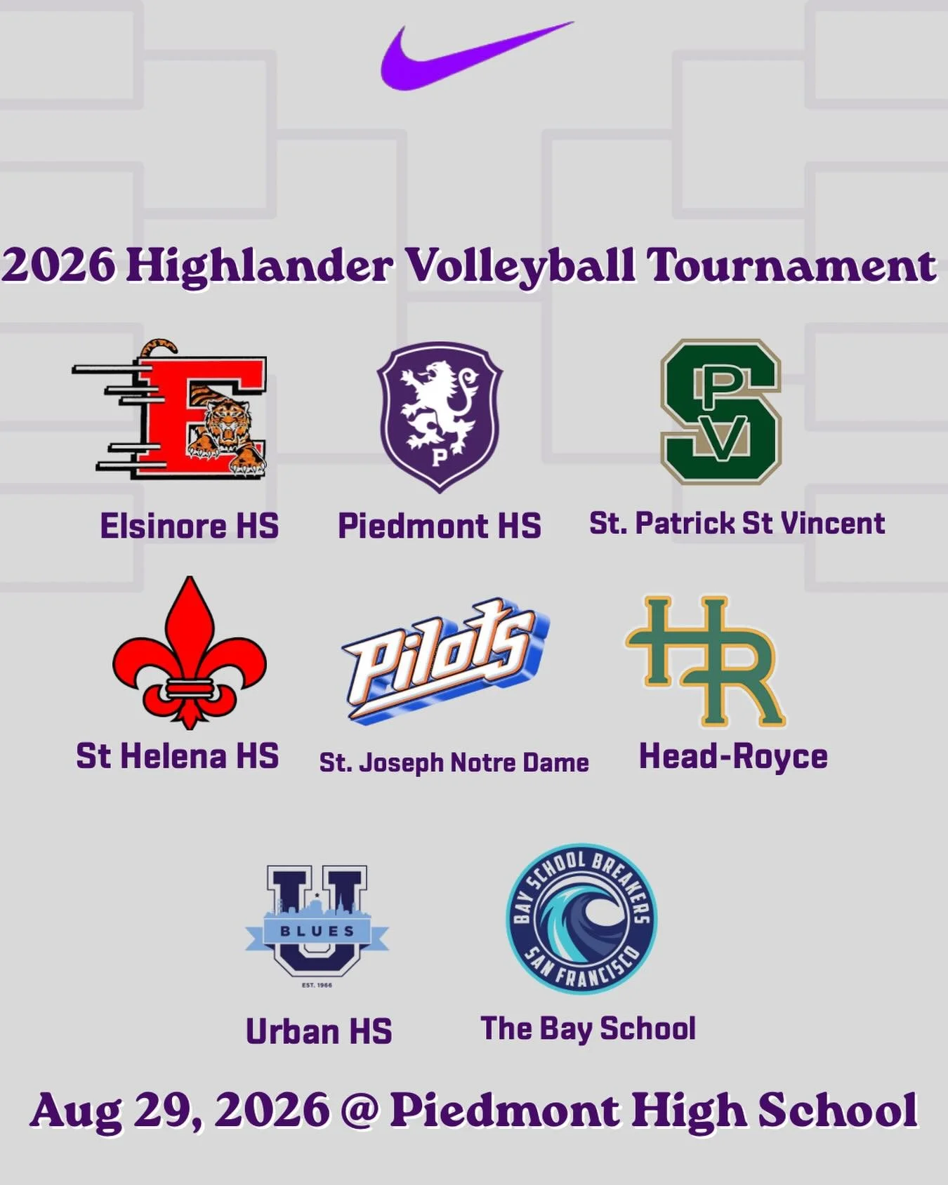 The field is set for the 2026 Highlander Volleyball Varsity Tournament!!! #gohighlanders #piedmont #hssports #volleyball