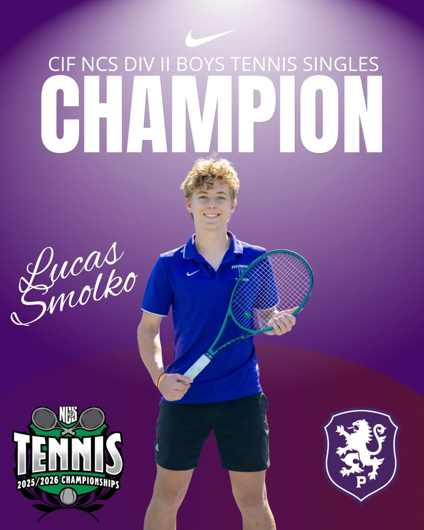 Lucas Smolko is bringing home the championship capturing the CIF NCS Div II Singles Championship #gohighlanders #piedmont #hssports #tennis