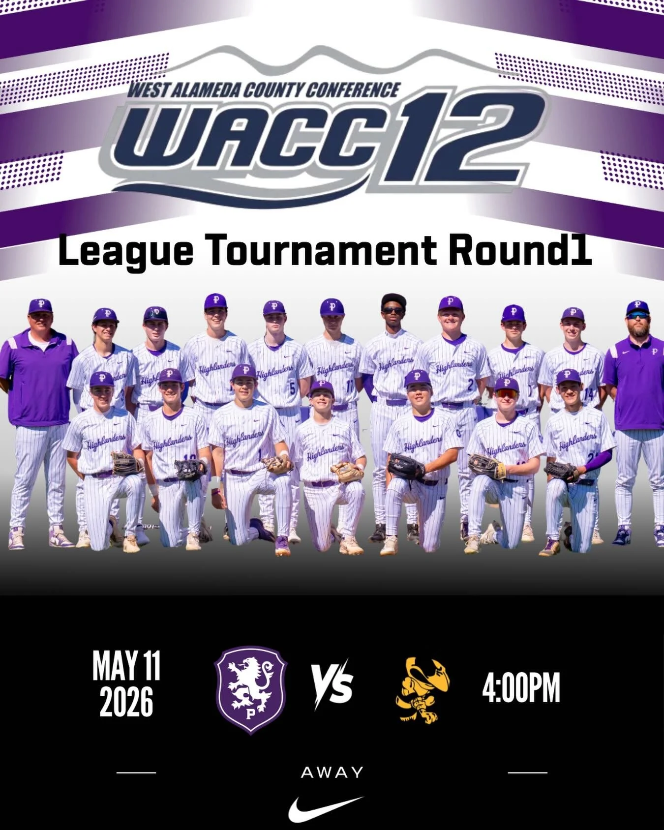 Opening round of the 2026 WACC12 Baseball Tournament this afternoon at Alameda HS #gohighlanders #piedmont #baseball #hssports