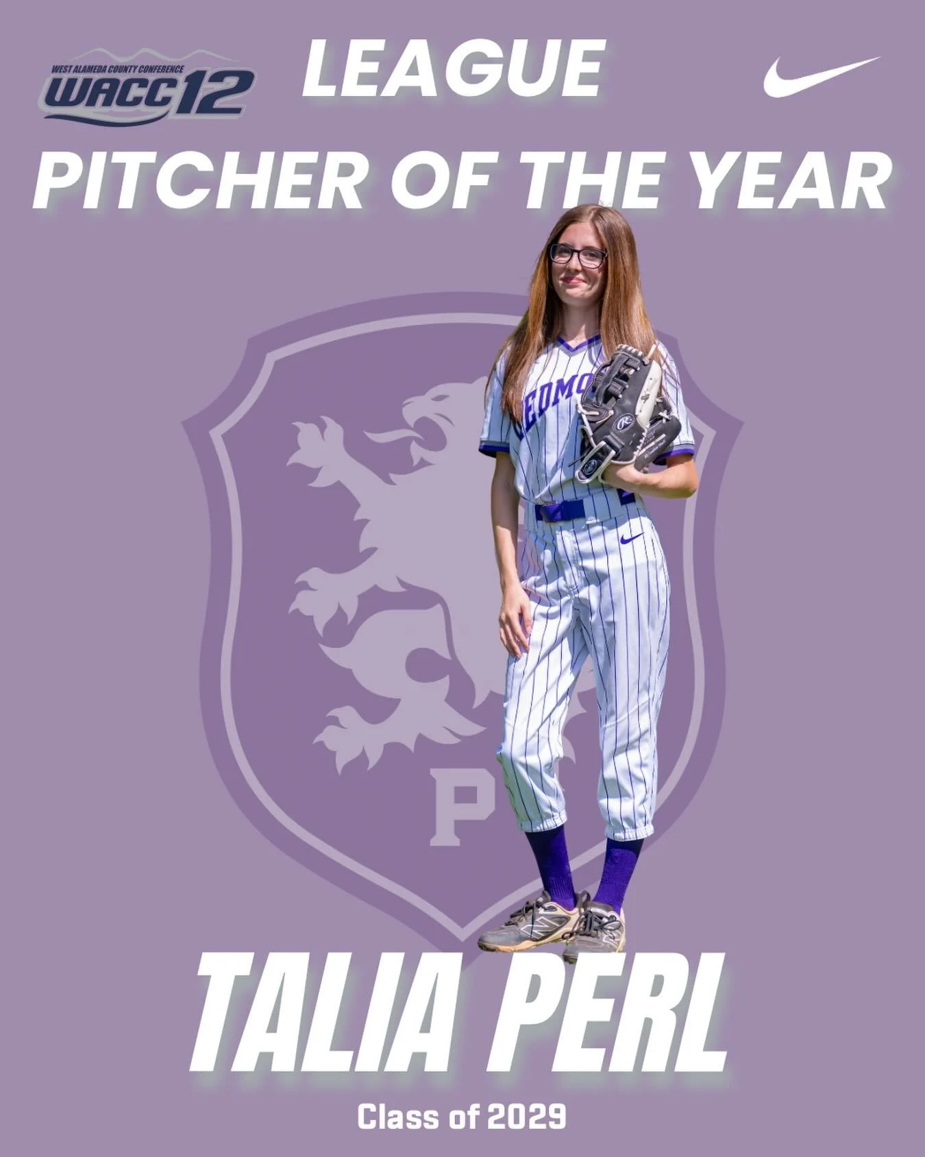 Talia Perl Softball League Pitcher of The Year #gohighlanders #piedmont #hssports #softball