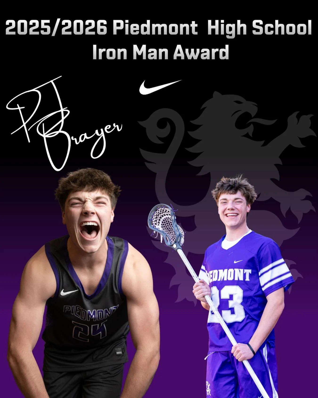 Piedmont High School Iron Man of The Year PJ Brayer #gohighlanders #piedmont #hsports