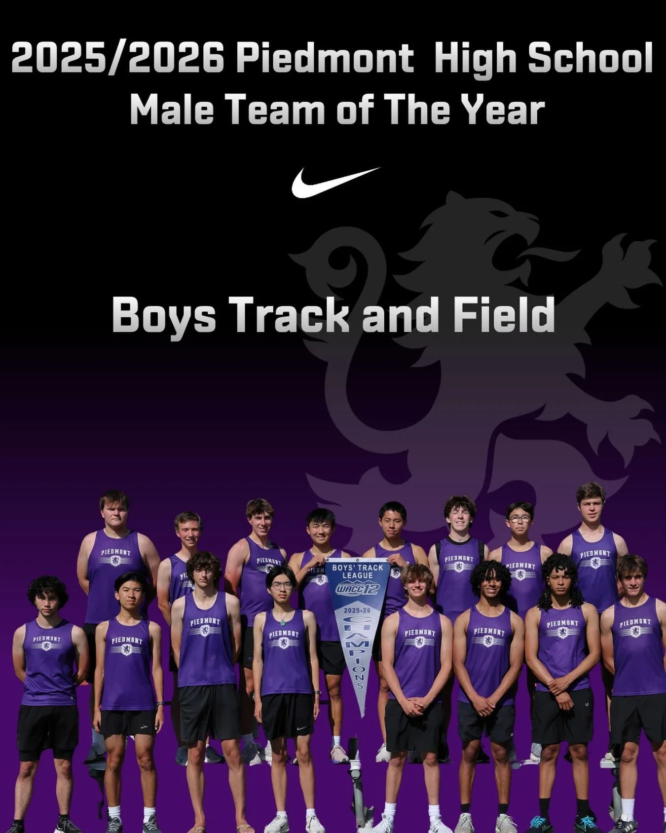 Piedmont High School 2026 Male Team of the Year Boys Track and Field #gohighlanders #piedmont #hssports #teamoftheyear