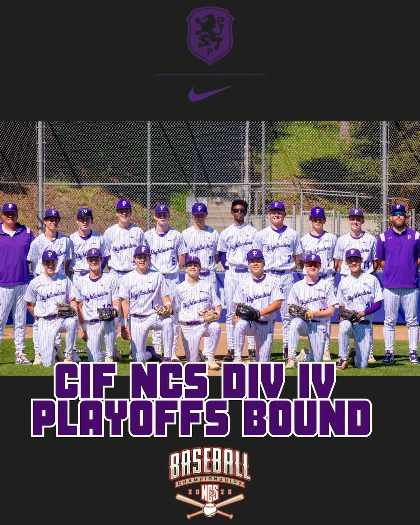 Your Highlanders are CIF NCS Playoff Bound! They kick off tournament play Wednesday night at home. #gohighlanders #piedmont #hssports #baseball #playoffs