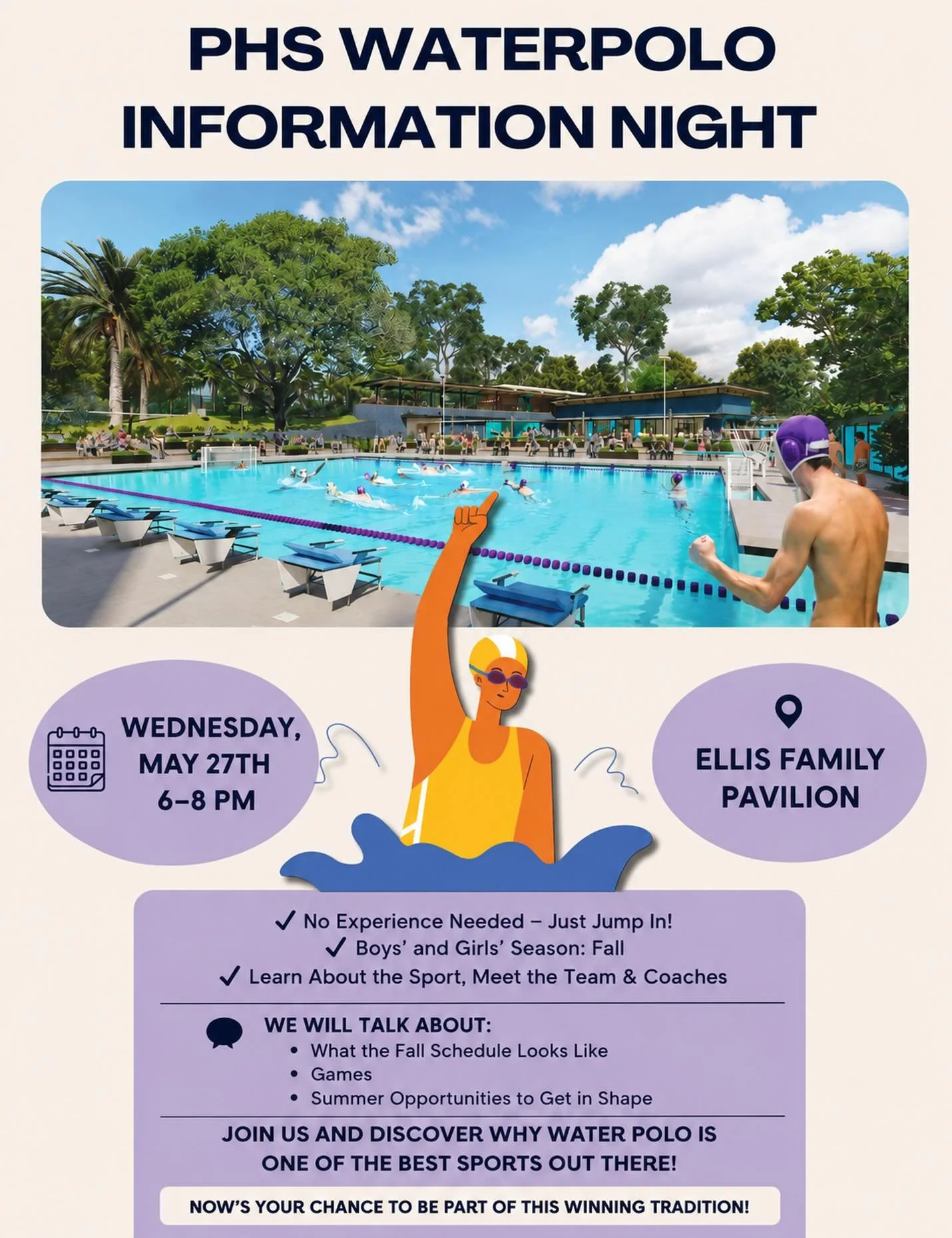 Information night for any current PHS or rising 9th graders interested in playing boys or girls water polo #gohighlanders #piedmont #hssports #waterpolo