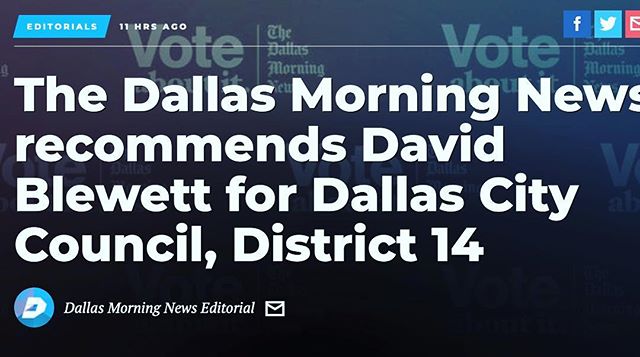 The DMN Editors are some of the most knowledgeable and passionate people about Dallas that we have. I thank the Editors for their trust. I will earn it.

In our interview they asked tough questions about complex issues. And they asked &ldquo;how&rdqu