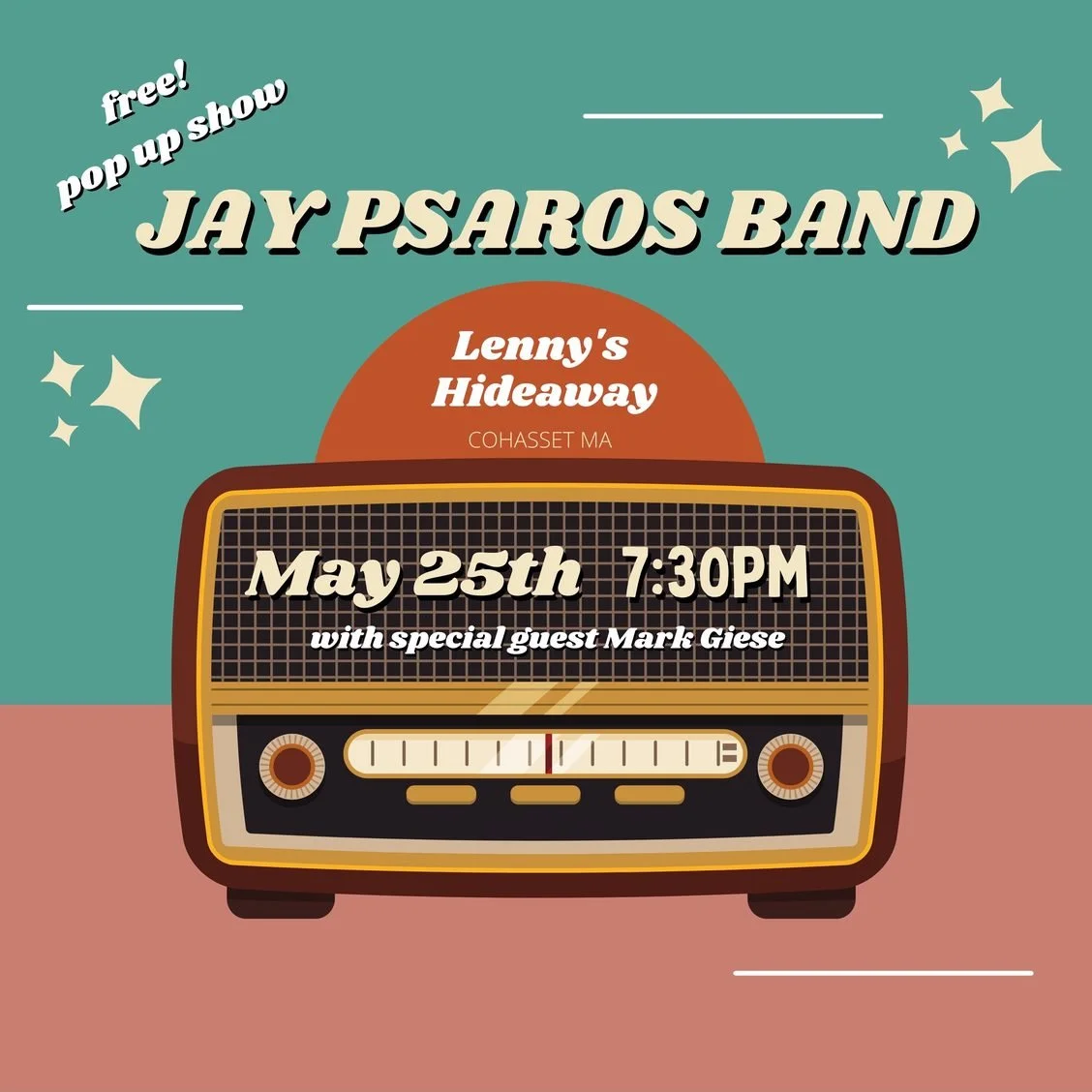 Jay Psaros Band Pop Up! Special Guest Mark Giese