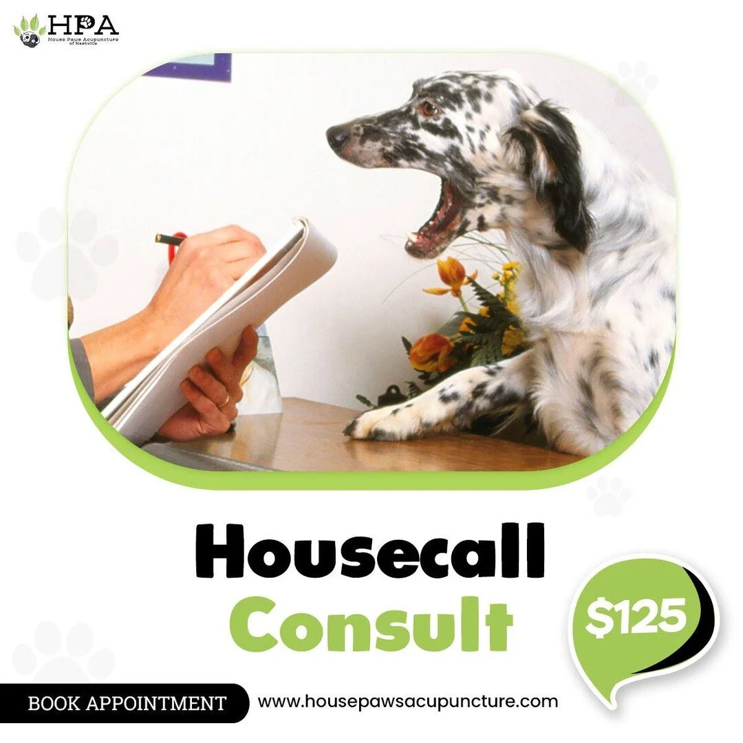 𝐇𝐨𝐮𝐬𝐞𝐜𝐚𝐥𝐥 𝐂𝐨𝐧𝐬𝐮𝐥𝐭!
.
.
A 60 minute appointment including:

🐕&zwj;🦺 A review of medical history
🐕&zwj;🦺 A traditional Chinese veterinary medicine physical exam
🐕&zwj;🦺 Education of the branches of Traditional Chinese Veterinary m