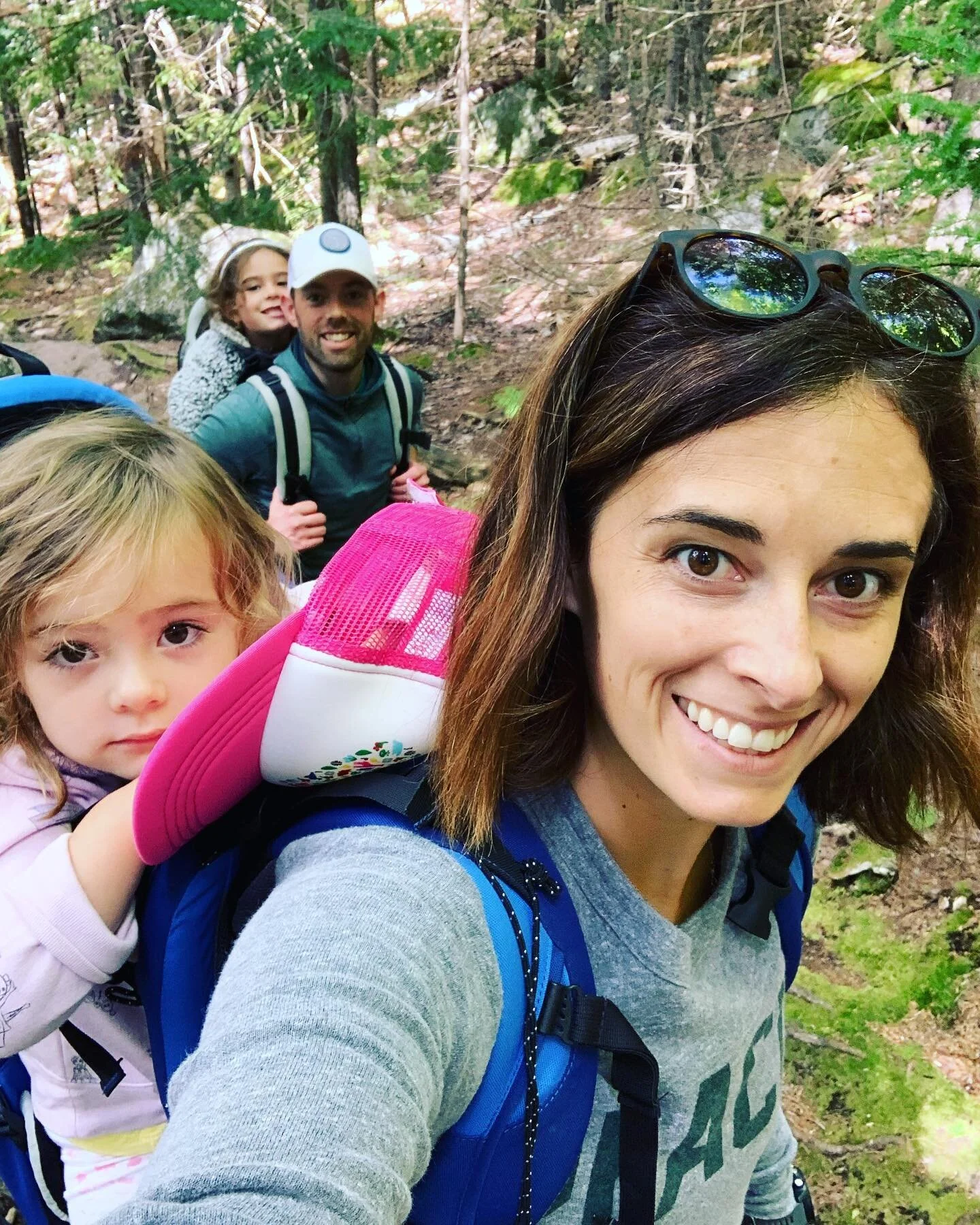 Traded running for #adk hiking with this crew!
.
They did a TON on their own legs before we carried them and I was so proud! This wasn&rsquo;t an easy one!
.
I had a super proud moment when the path was split between rock and smoother, easier terrain