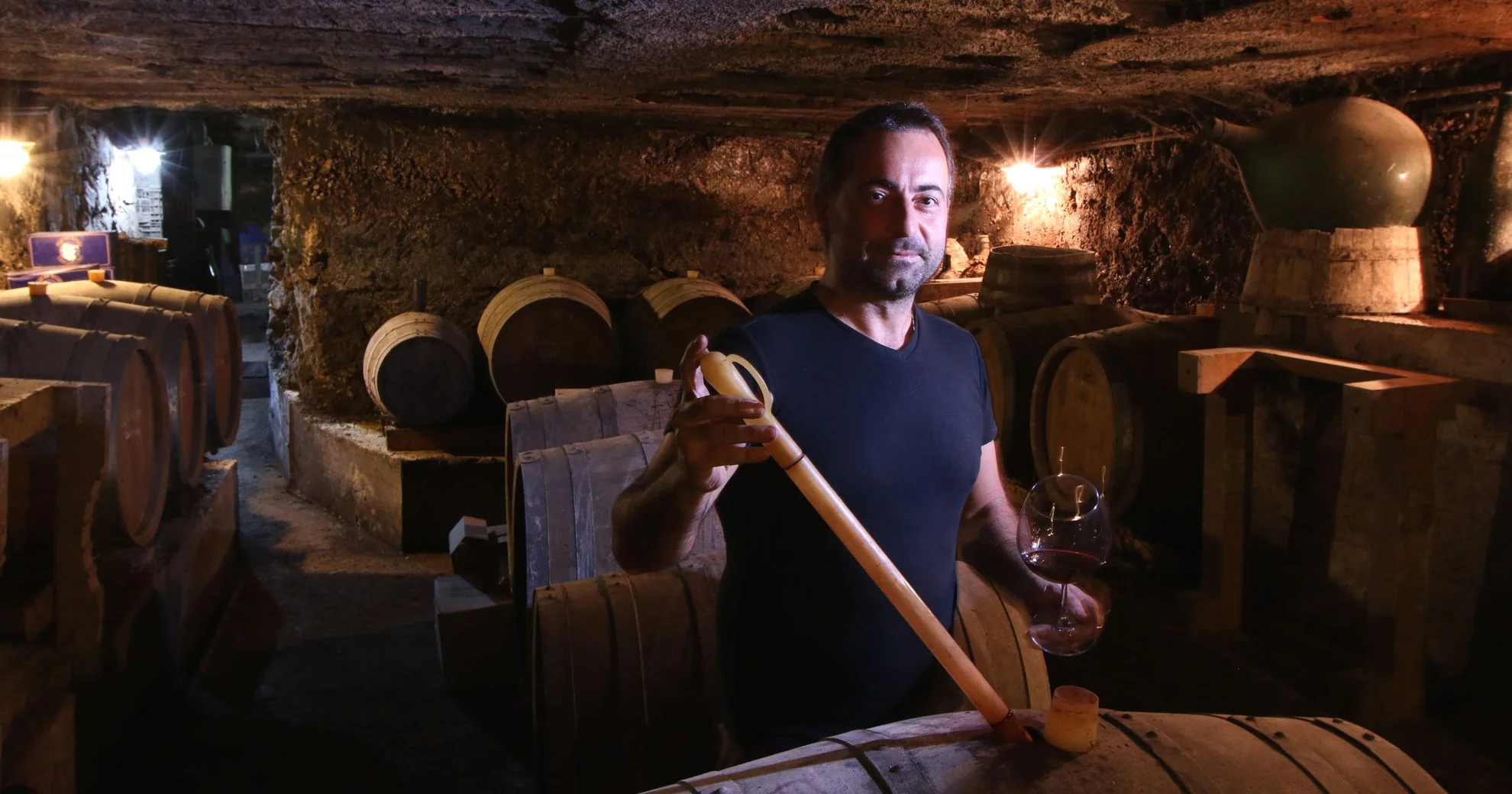 Raffaele La Mura in the cellar.