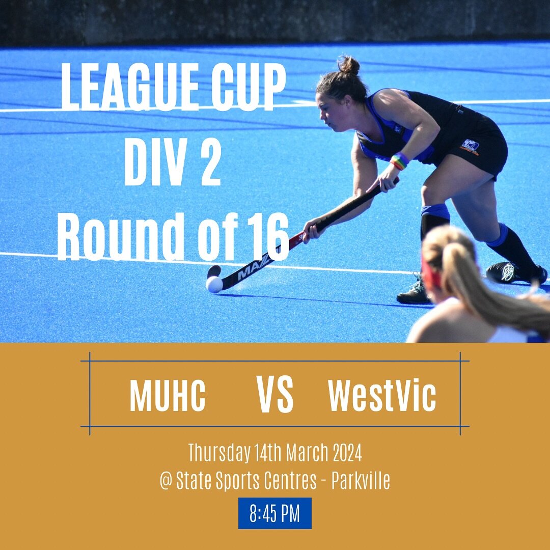 Our Vic League Women take on @westvichockeyclub tonight at @statesportcentres in Round 2 of the League Cup!

Get down &amp; cheer them on tonight! 

While our men take a break this week! 

💙🖤💙

#muhchockey #preseasoncup 🏑
@hockeyvictoriaofficial 