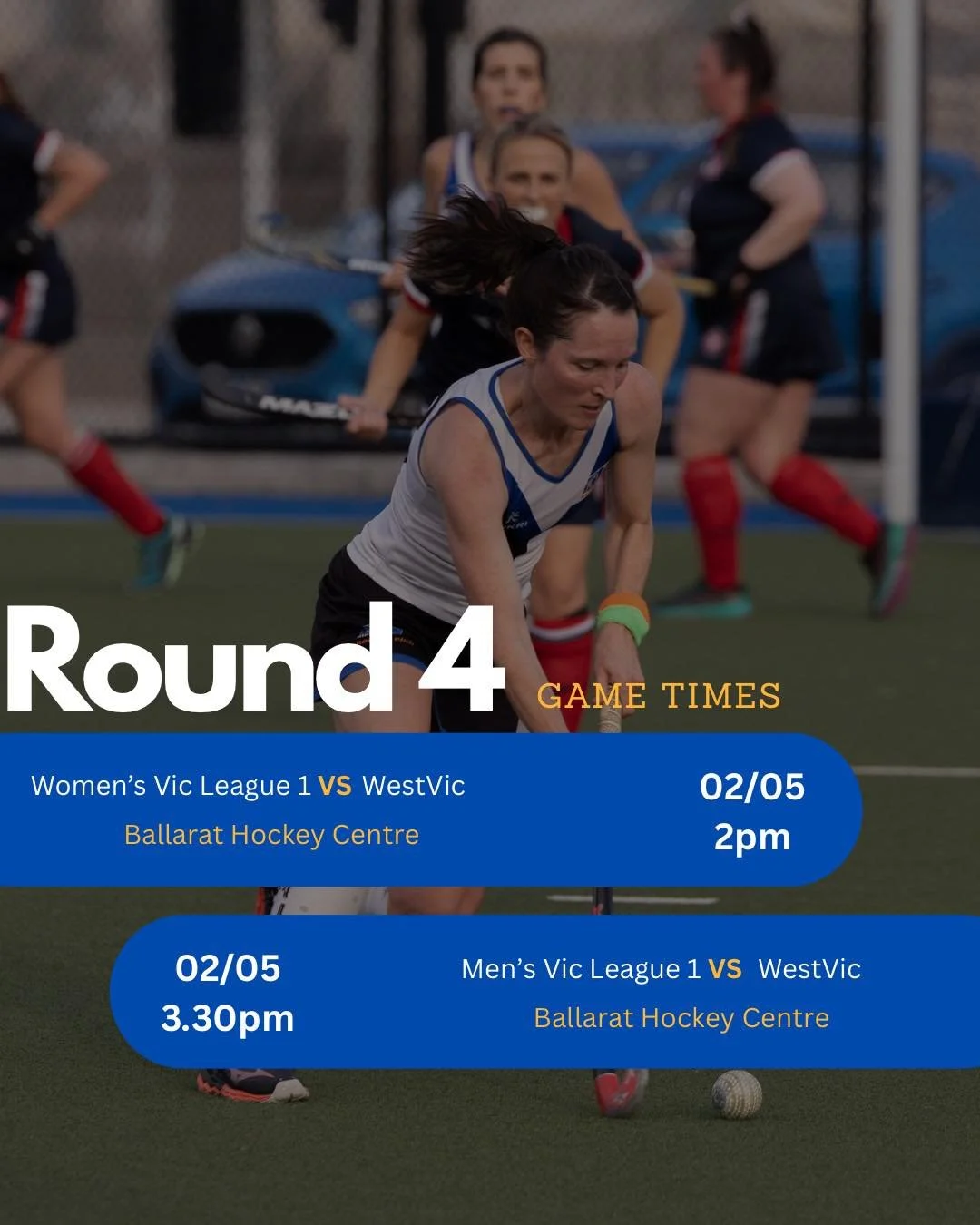 Round 4 is here and shoppers will be on the road with everyone playing away this weekend 🚙🖤💙🏑
Check out the Masters games during the week as well - games on Monday &amp; Wednesday evenings!

#muhchockey #MUHC #match #times #field #matchtime #game
