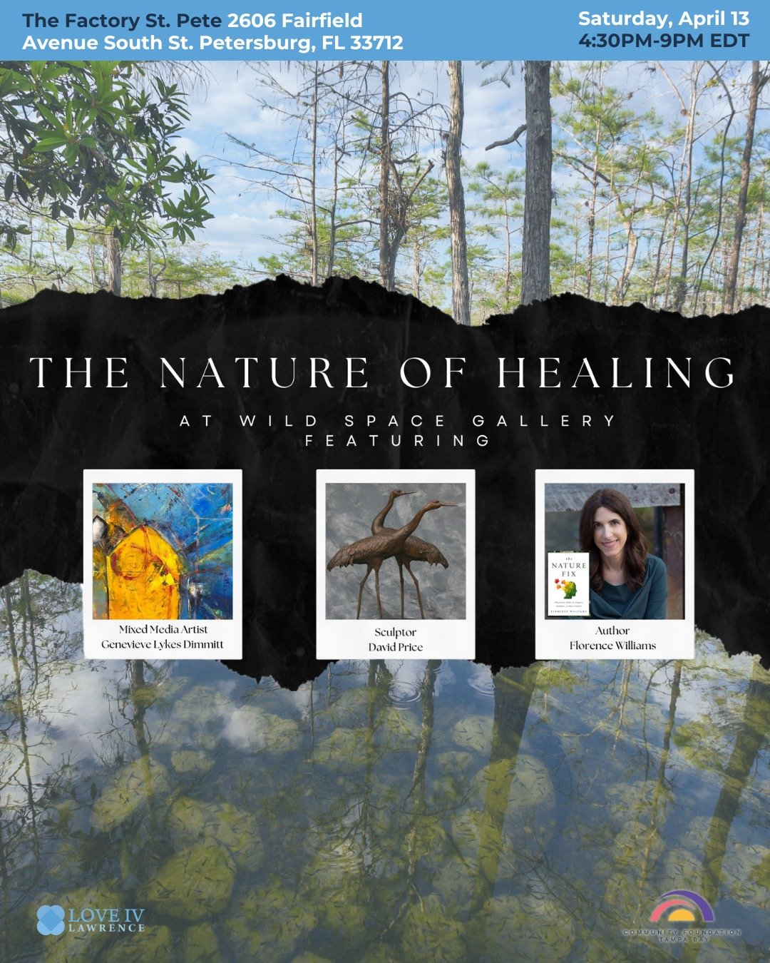 🌿 Join us tomorrow for 'The Nature of Healing' Exhibition at Wild Space Gallery in St. Petersburg! 

Unearth the profound connection between nature and well-being as we delve into the captivating works of Florida artists Genevieve Lykes Dimmitt and 