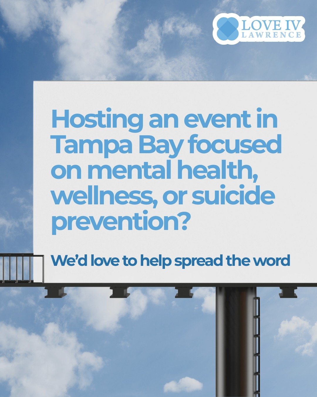 Drop your event details or website below or send us a direct message to be included! 🤍

#LIVL #LoveIVLawrence #TampaBayEvents #MentalHealthMatters #SuicidePrevention