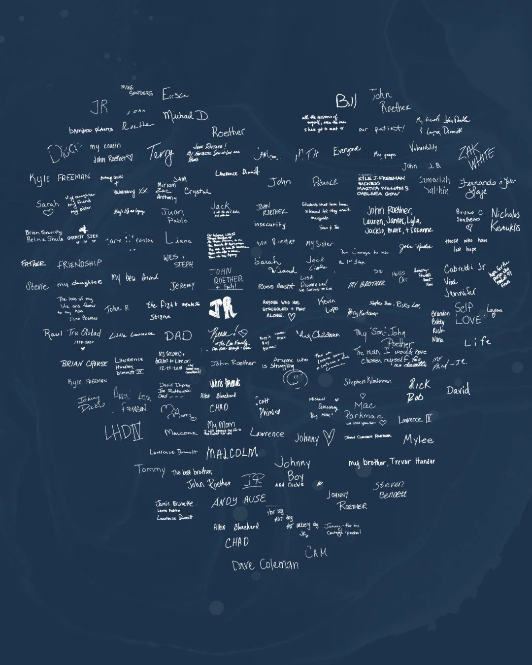 Every name in this heart represents a life, a story, and a loved one remembered. 🤍

Created at our recent Reeling in Stigma event, attendees wrote down names of those lost, personal struggles, and words of hope to build this tribute.

This Suicide P