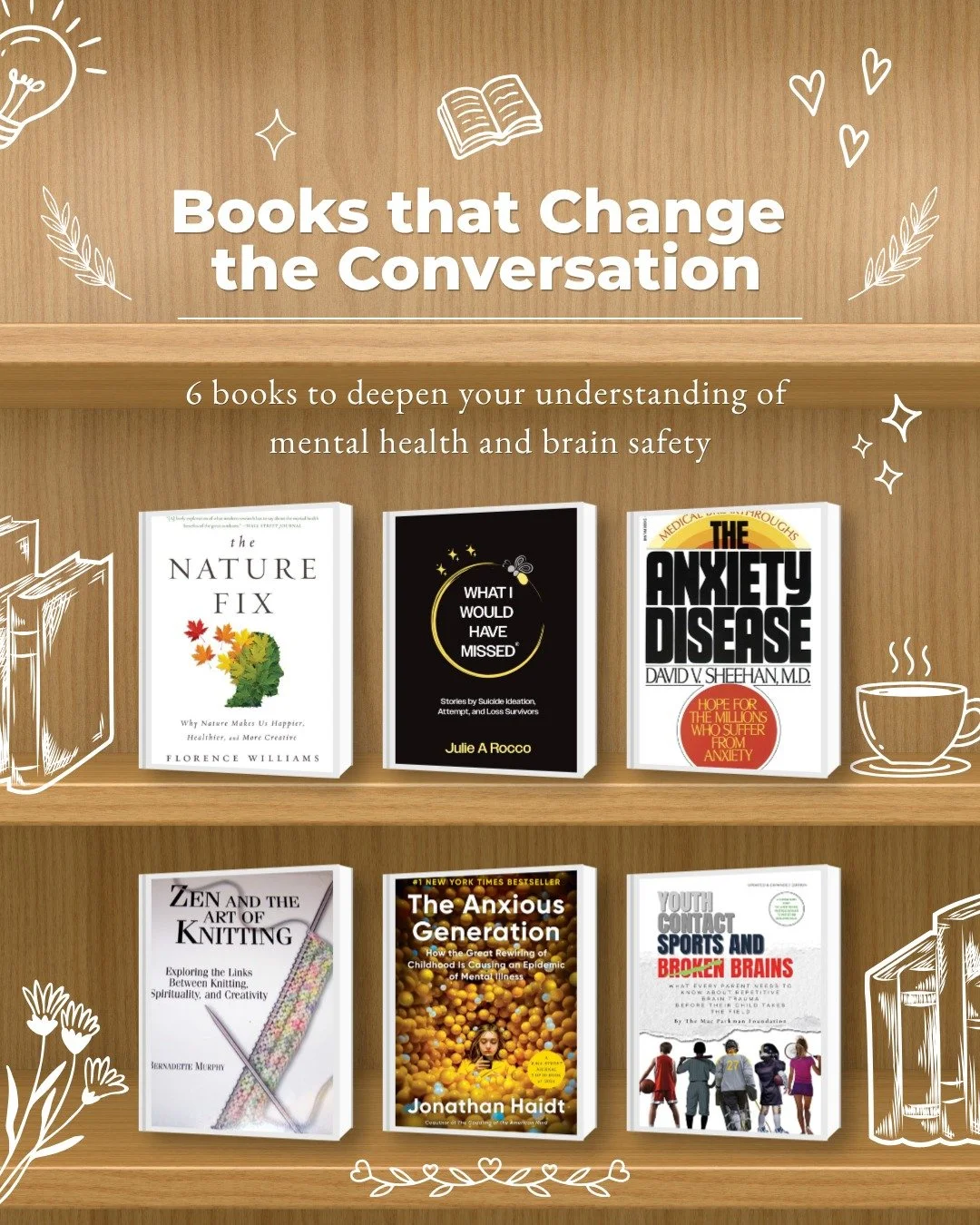 Understanding mental health starts with the right tools and stories. 📖

This Suicide Prevention Month, we are sharing 6 impactful books exploring brain trauma, youth mental health, lived experiences, and daily grounding practices.

Save this post fo