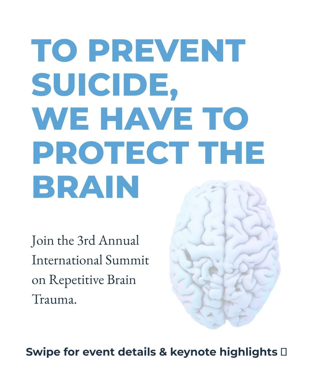 Protecting brain health is suicide prevention. This Suicide Prevention Month, we are proud to stand with @the_mac_parkman_foundation as they host the 3rd Annual International Summit on Repetitive Brain Trauma right here in Tampa next week (Sept 16&nd