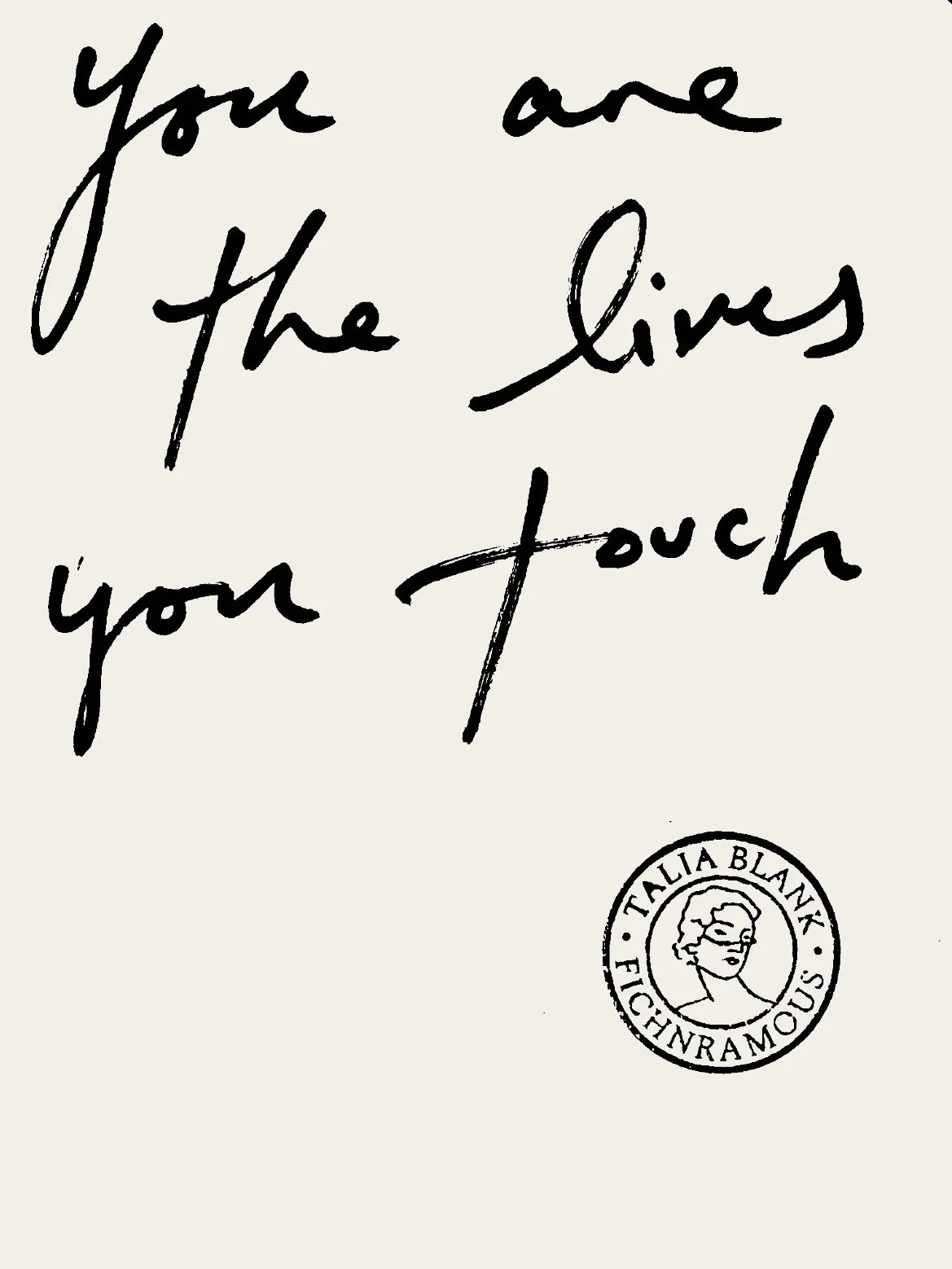 A lesson I learned from this past week. 

What are you? You are the lives you touch. 

Dedicated to you Greggy