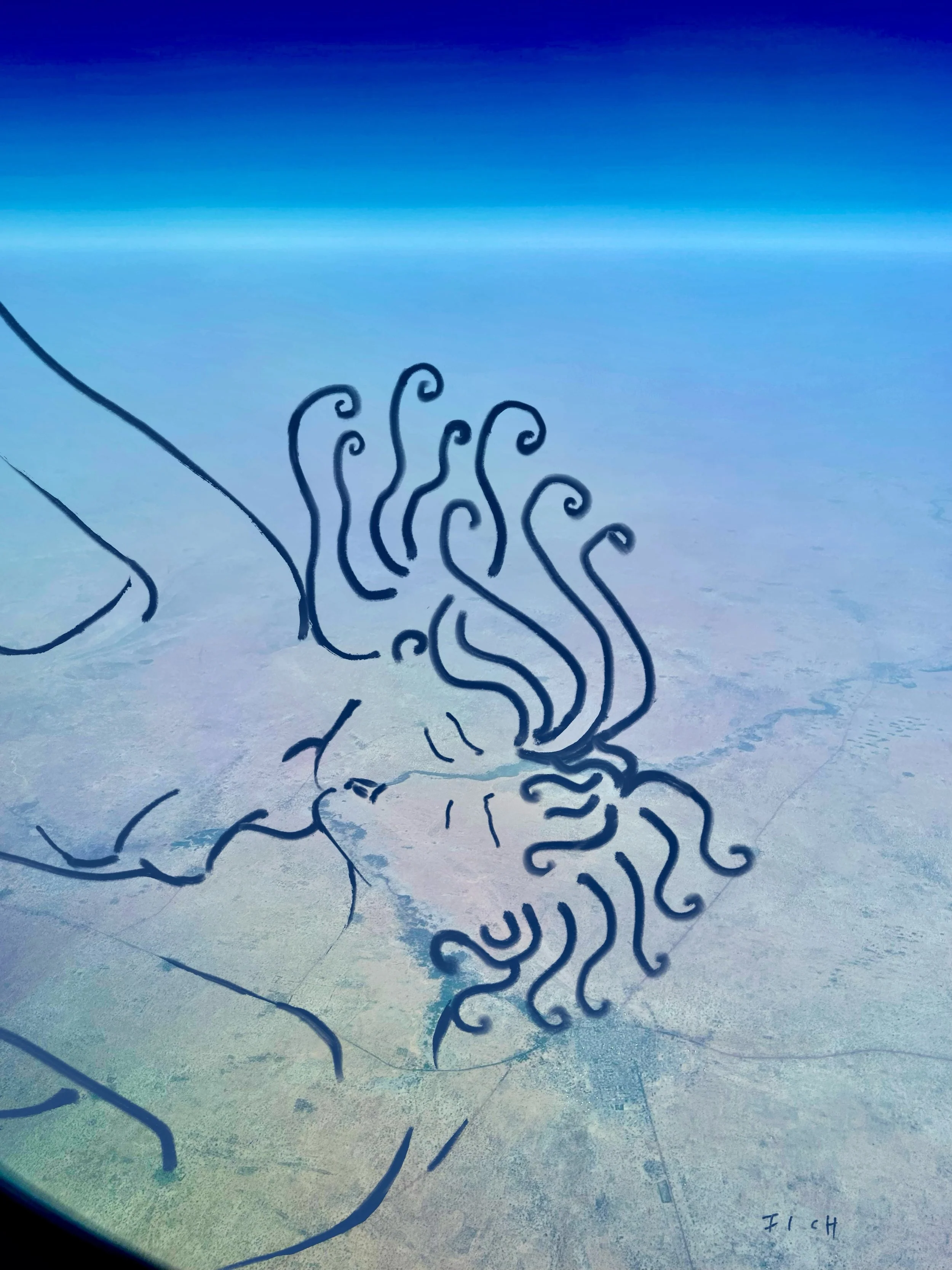 Finding lovers in earth&rsquo;s forms. Captured and drawn from above on my way to Cape Town. 

Swipe for my mixed media exploration of love from over the years.

Love is an inexplicable force that beats between and within us. The source of creation. 
