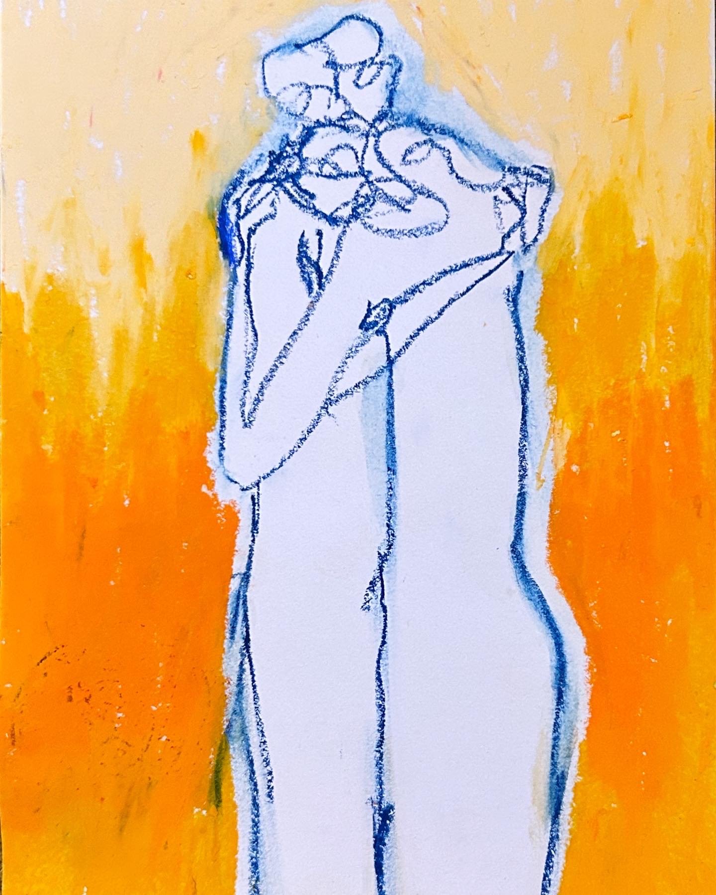 When the world is on fire, oil pastel on paper, 2024.