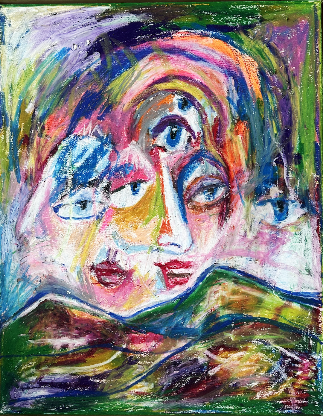 In between change, 2024, oil pastel on canvas, 2024. [SOLD] 