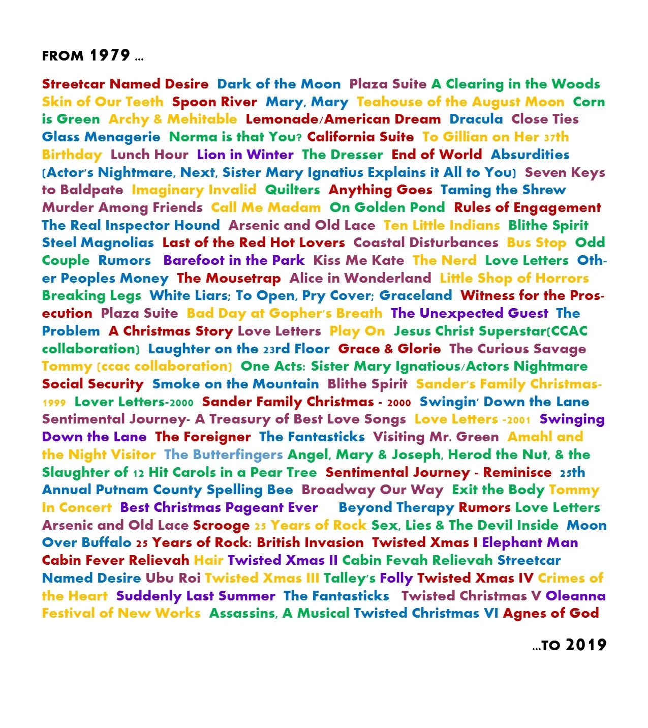 All of our shows since opening!