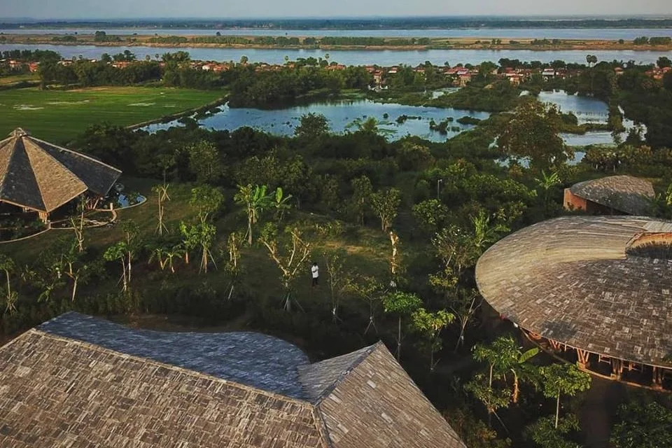 aerial view mekong hanchey bamboo resort