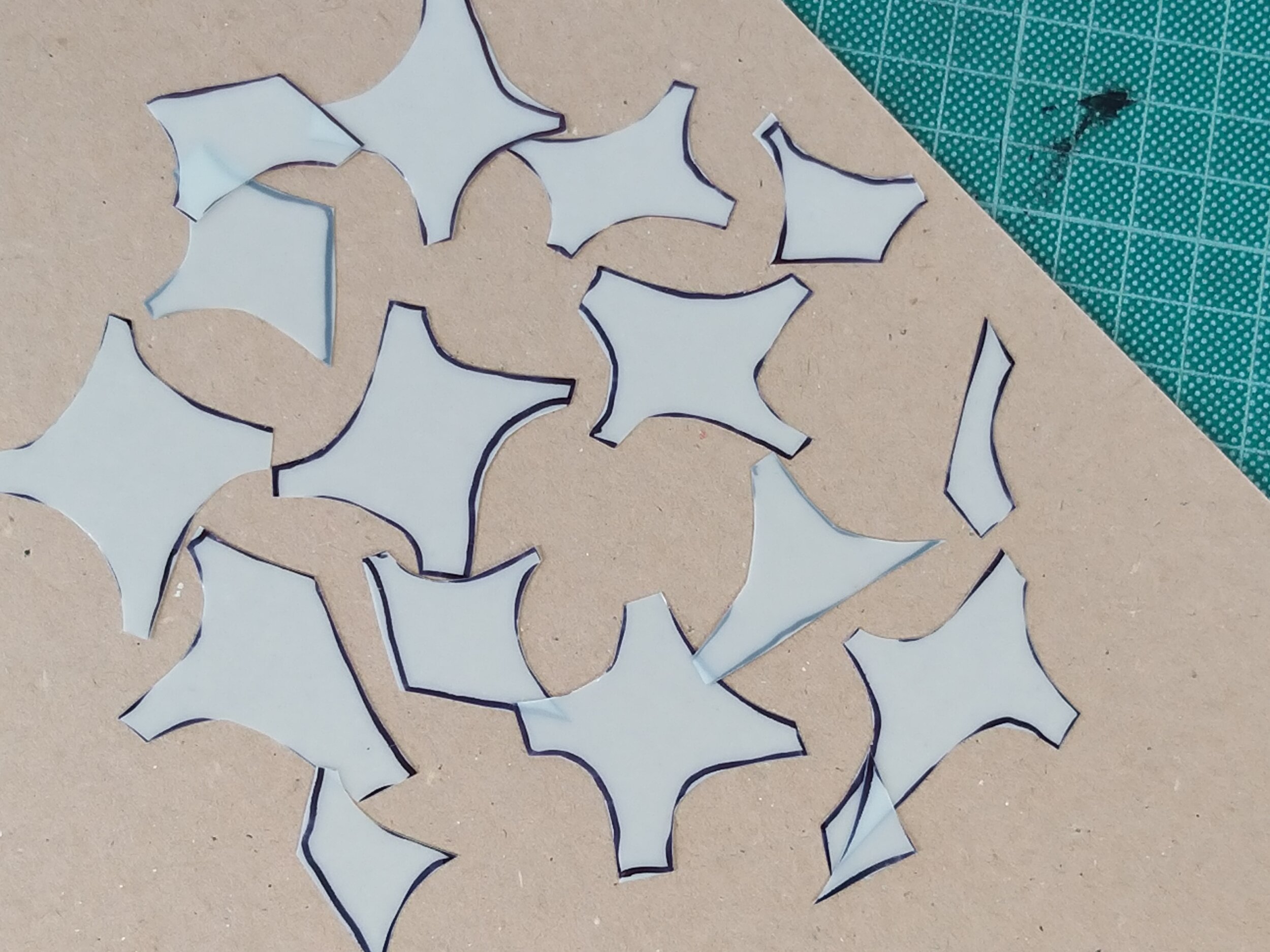  Save all off cuts and scraps from the stencil cutting to use for monoprinting effects in other designs.  