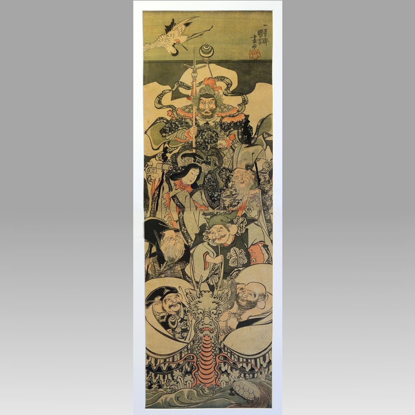19th century Japanese prints of the seven lucky gods by UTAGAWA, KUNIYOSHI.  #japan #japanese #japaneseart #japaneseartist #japaneseantique #japaneseprint #japaneseprints #japaneseartgallery #japaneseartmuseum #japanesegods #art #artist #artists #art