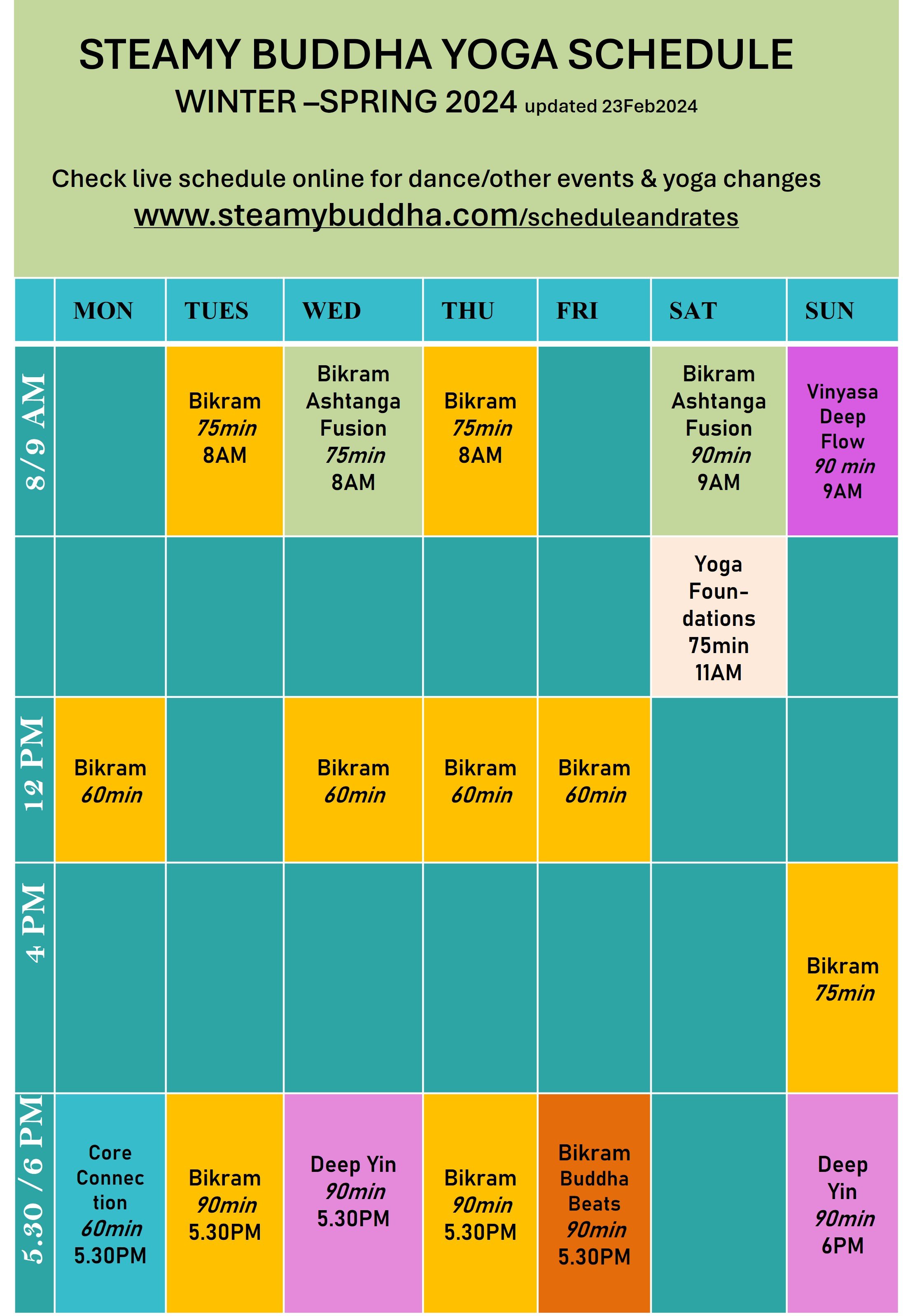 Schedule Rates Steamy Buddha